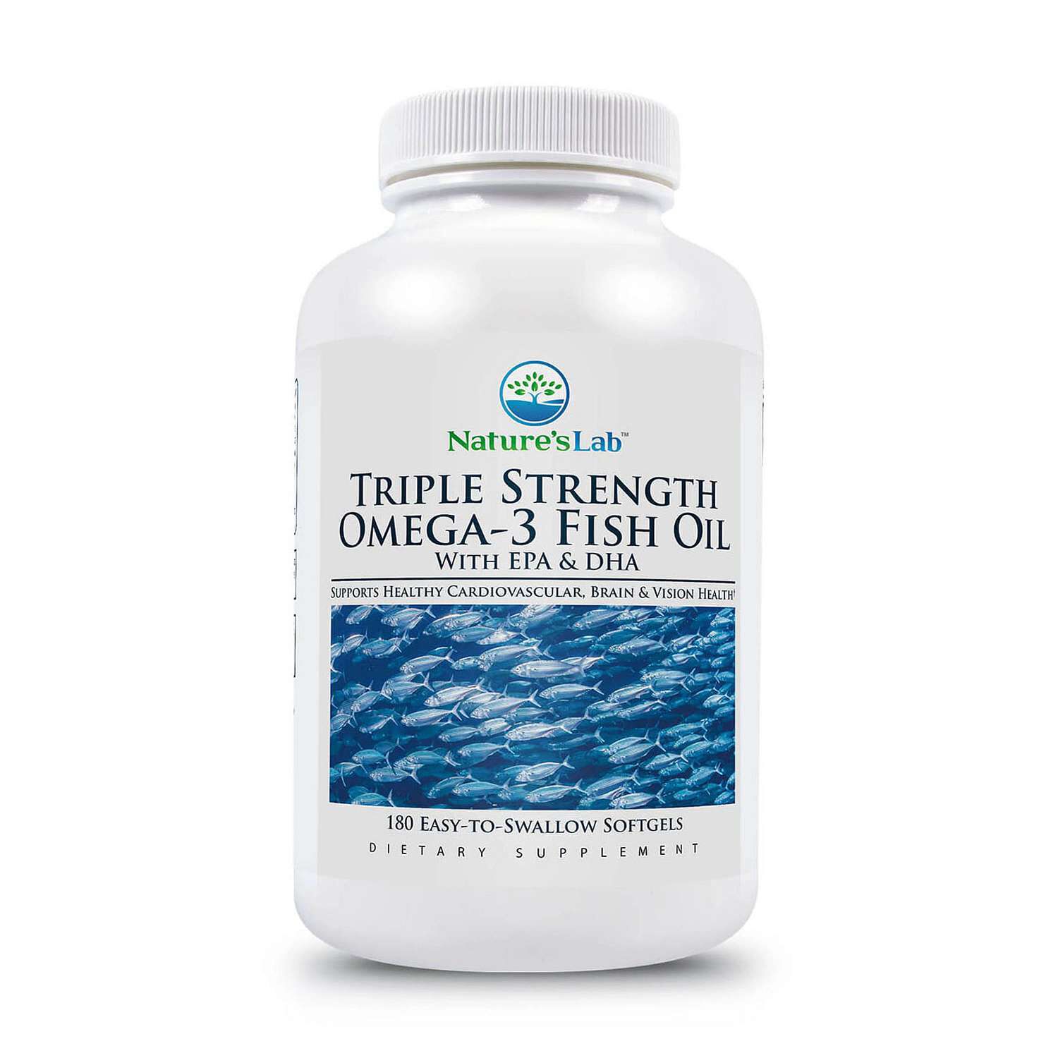 Triple Strength Omega-3 Fish Oil with EPA & DHA - 180 Softgels (90 Servings)