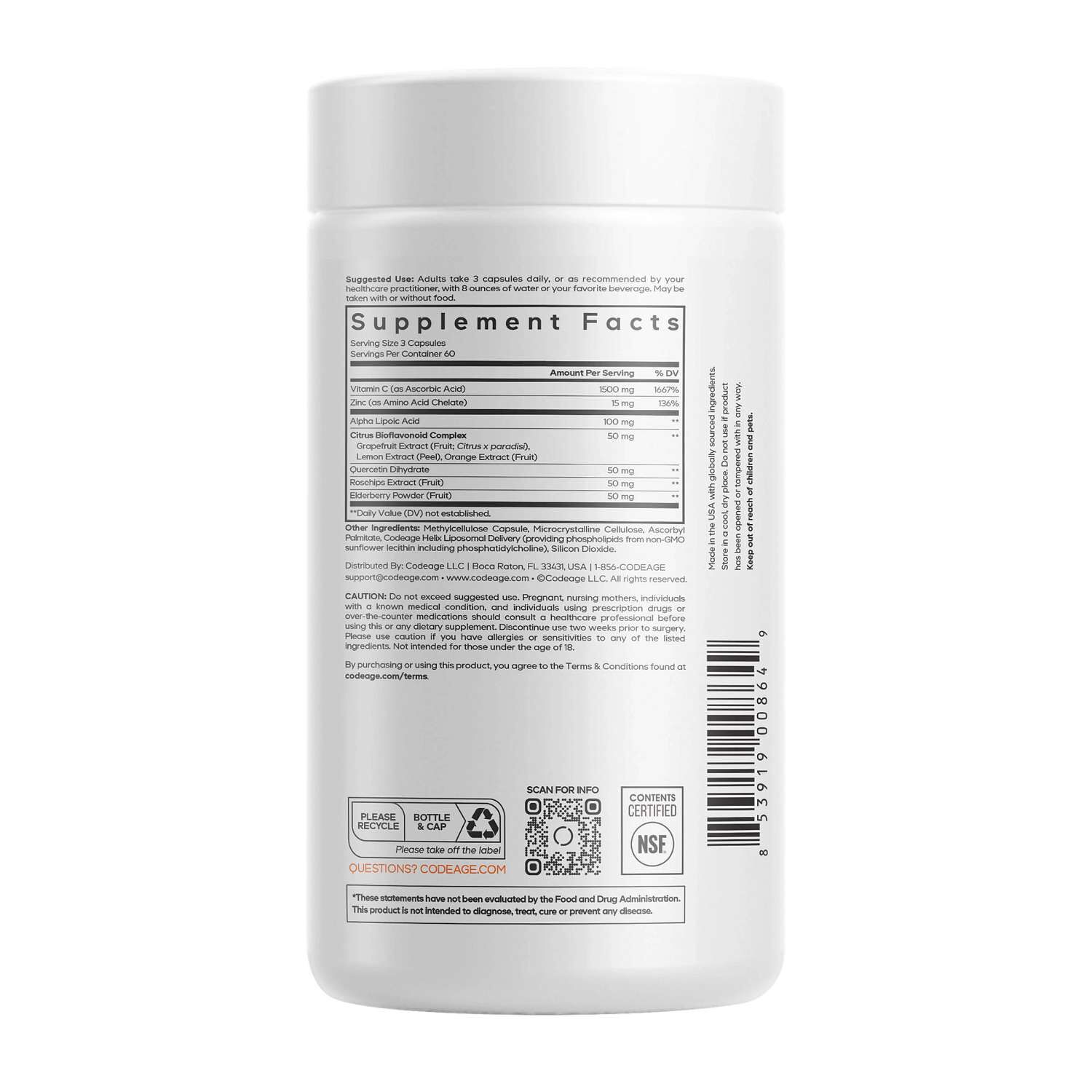 Liposomal Vitamin C + 1500mg - 180 Capsules (60 Servings)