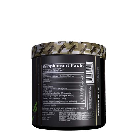 RedCon1 Total War Pre Workout Green Apple Flavored Supplement Facts