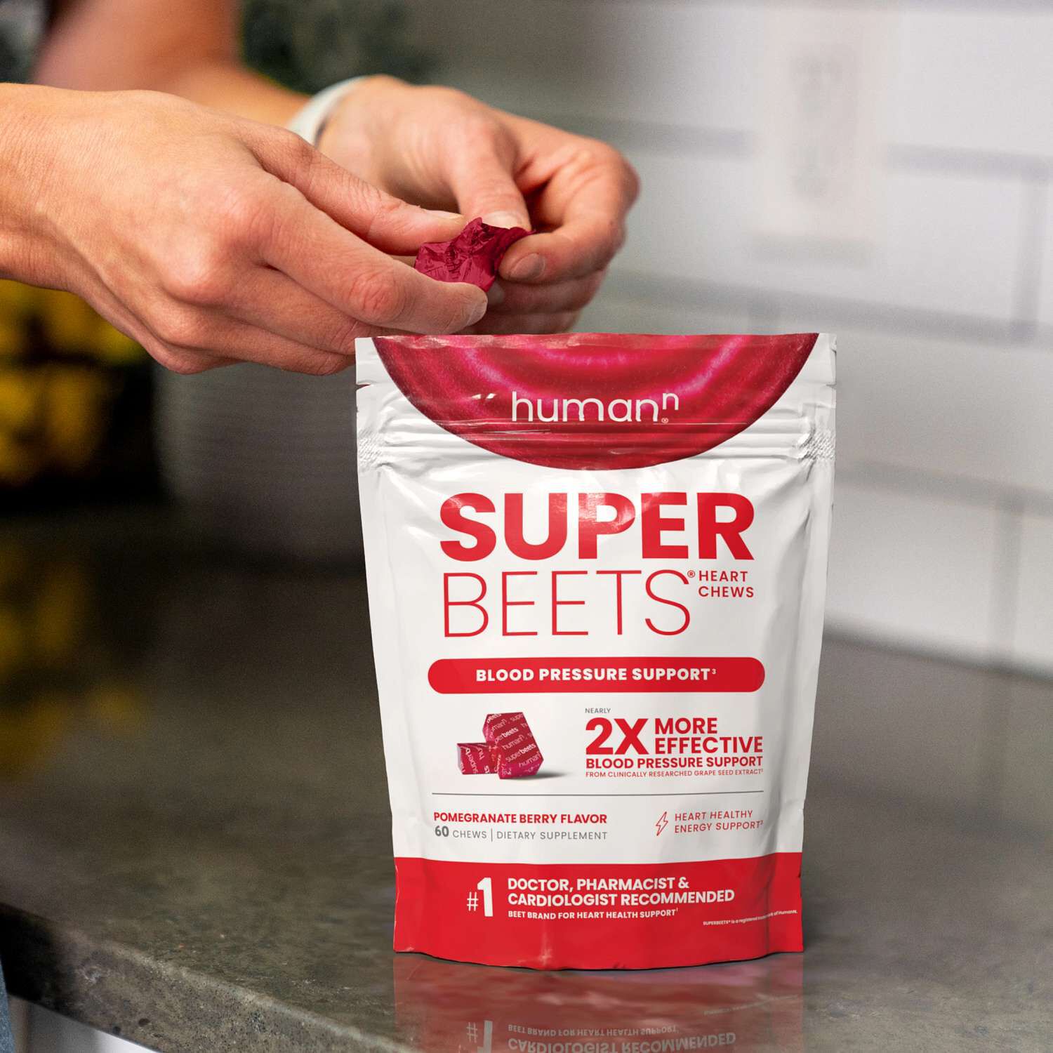 SuperBeets&reg; Heart Chews - Pomegranate Berry - 60 Chews (30 Servings)