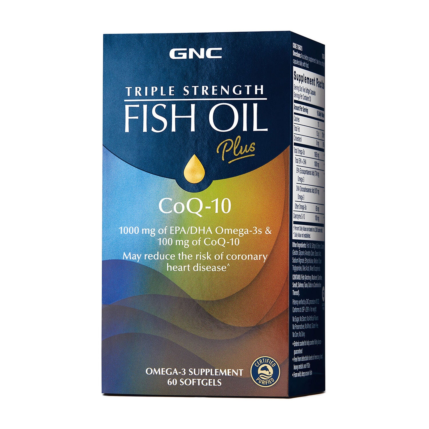 GNC Triple Strength Fish Oil Plus CoQ-10 - 60 Softgels (30 Servings)