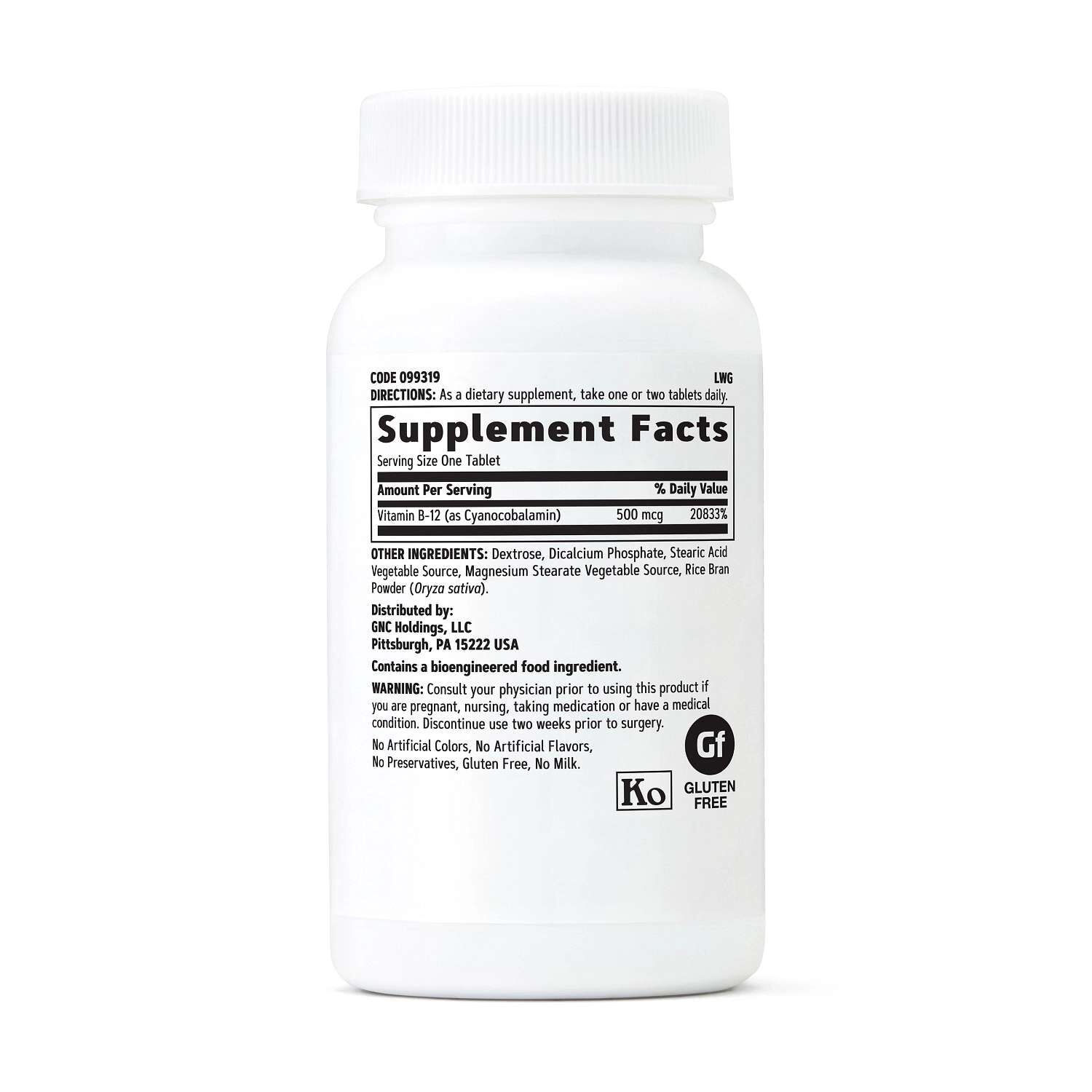 Vitamin B-12 500 mcg - 100 Tablets (100 Servings)