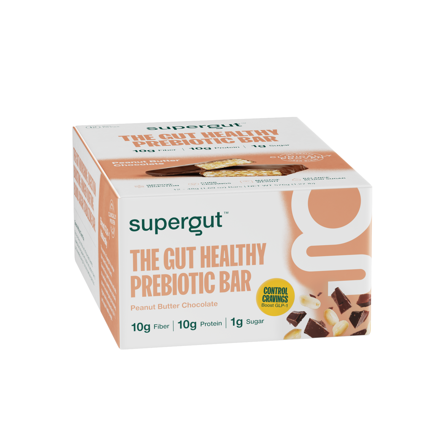 Supergut the Gut Healthy Prebiotic Bar Healthy - Peanut Butter Chocolate (12 Bars)