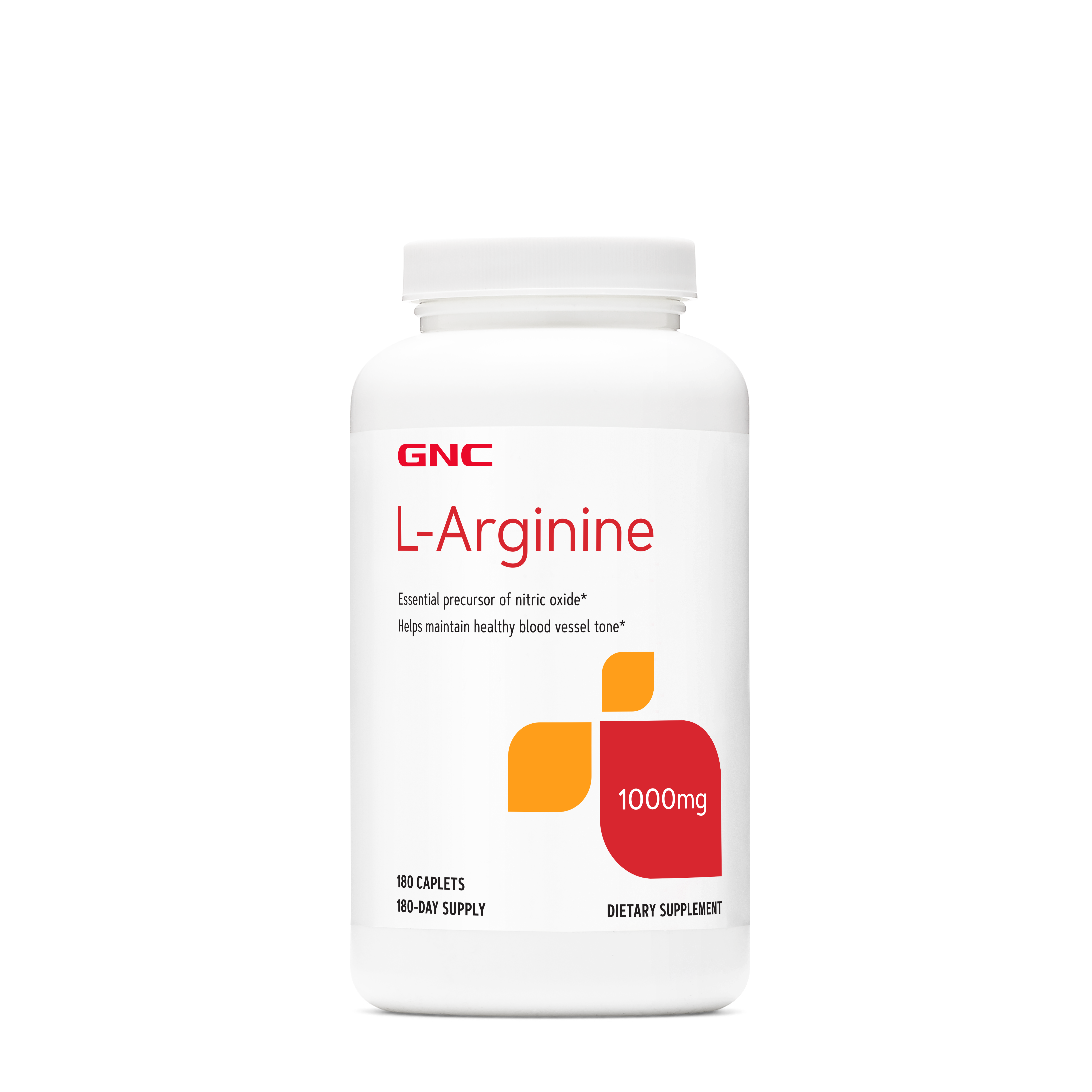 GNC L-Arginine 1000Mg Healthy - 180 Caplets (180 Servings)
