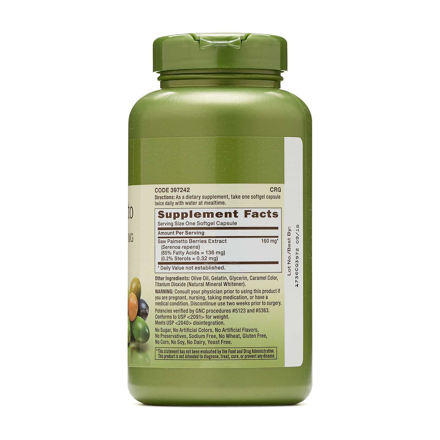 Saw Palmetto Extract 160mg - 200 Softgels (200 Servings)  | GNC