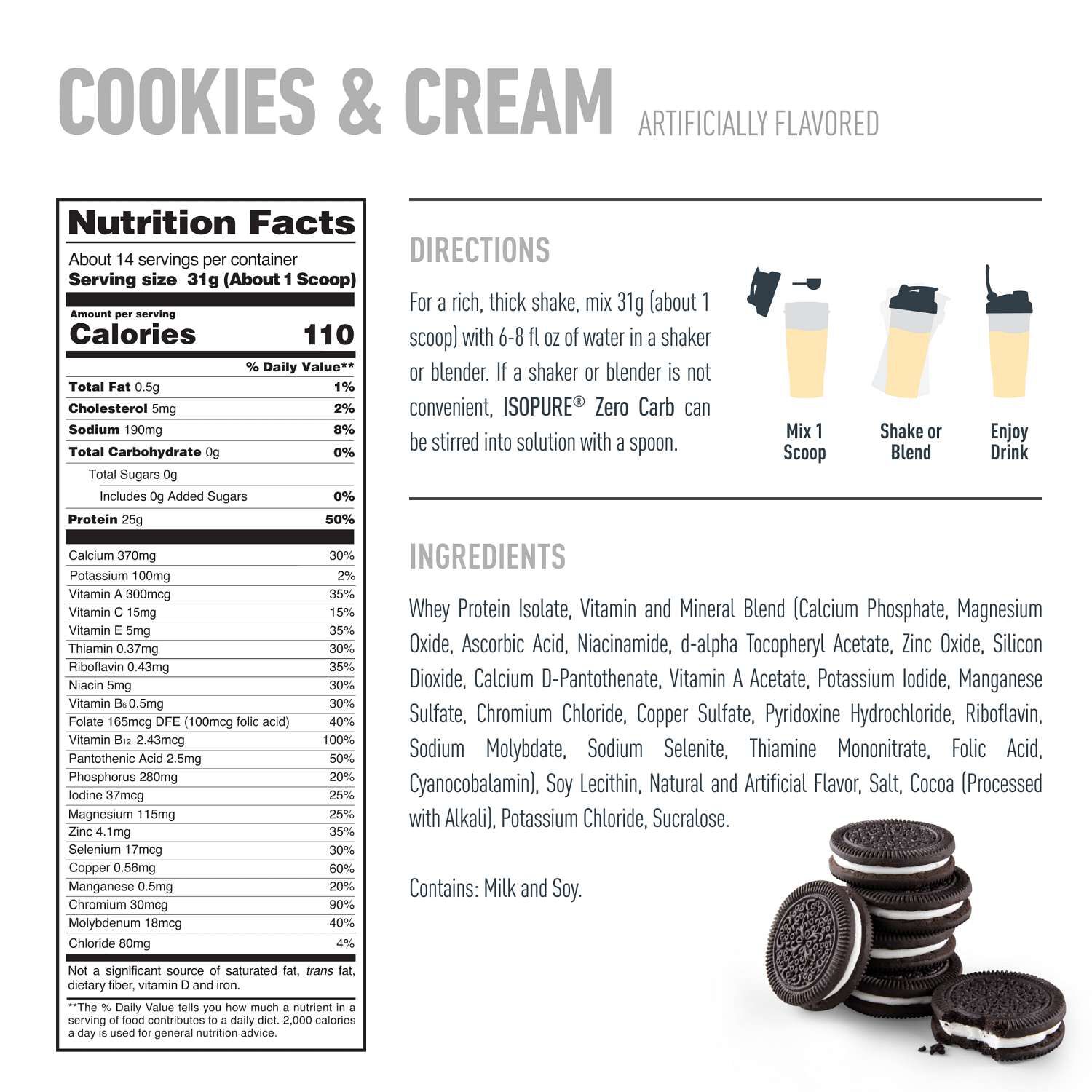 Protein Powder - Cookies & Cream - 14 Servings