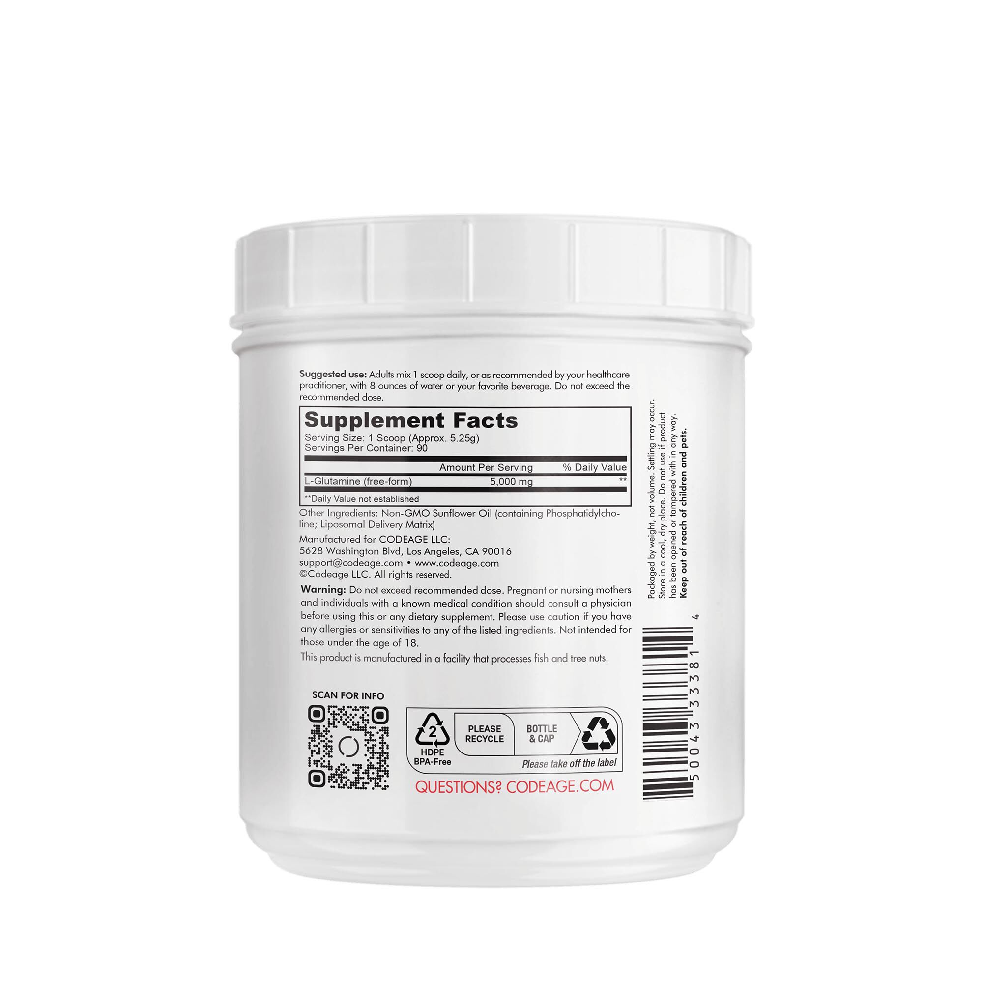 Liposomal L-Glutamine Powder - Unflavored (90 Servings)  | GNC