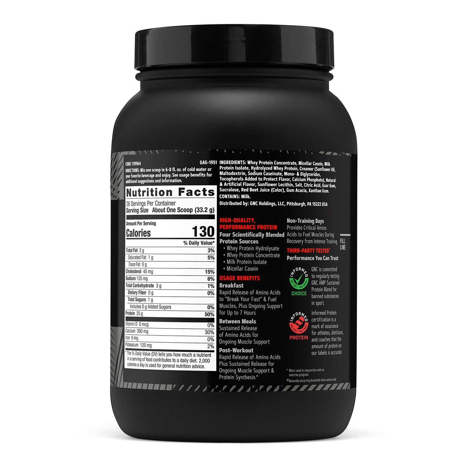 Sustained Protein Blend - Strawberry Milkshake (28 Servings) Strawberry Milkshake | GNC