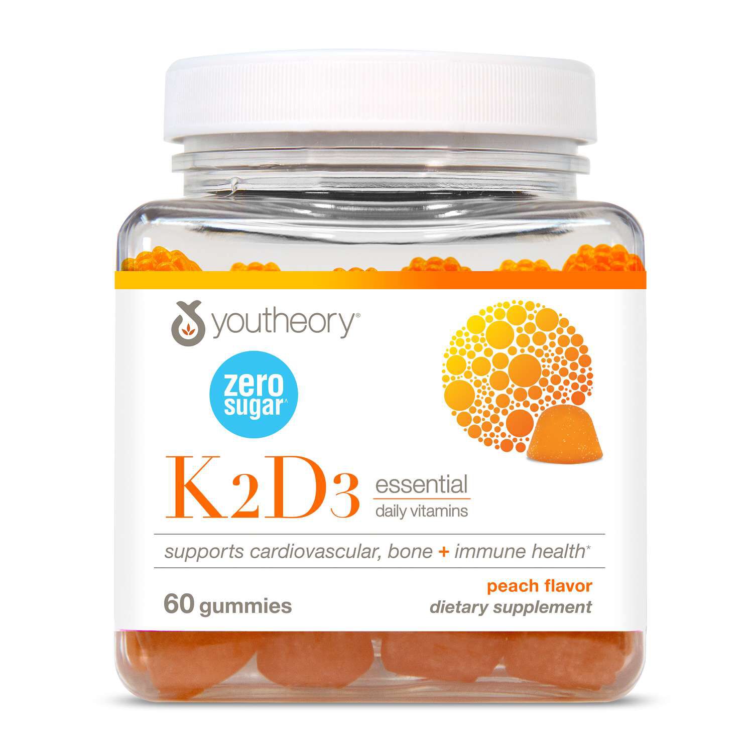 K2D3 Essential Daily Vitamins - Peach -60 Gummies (60 Servings)  | GNC