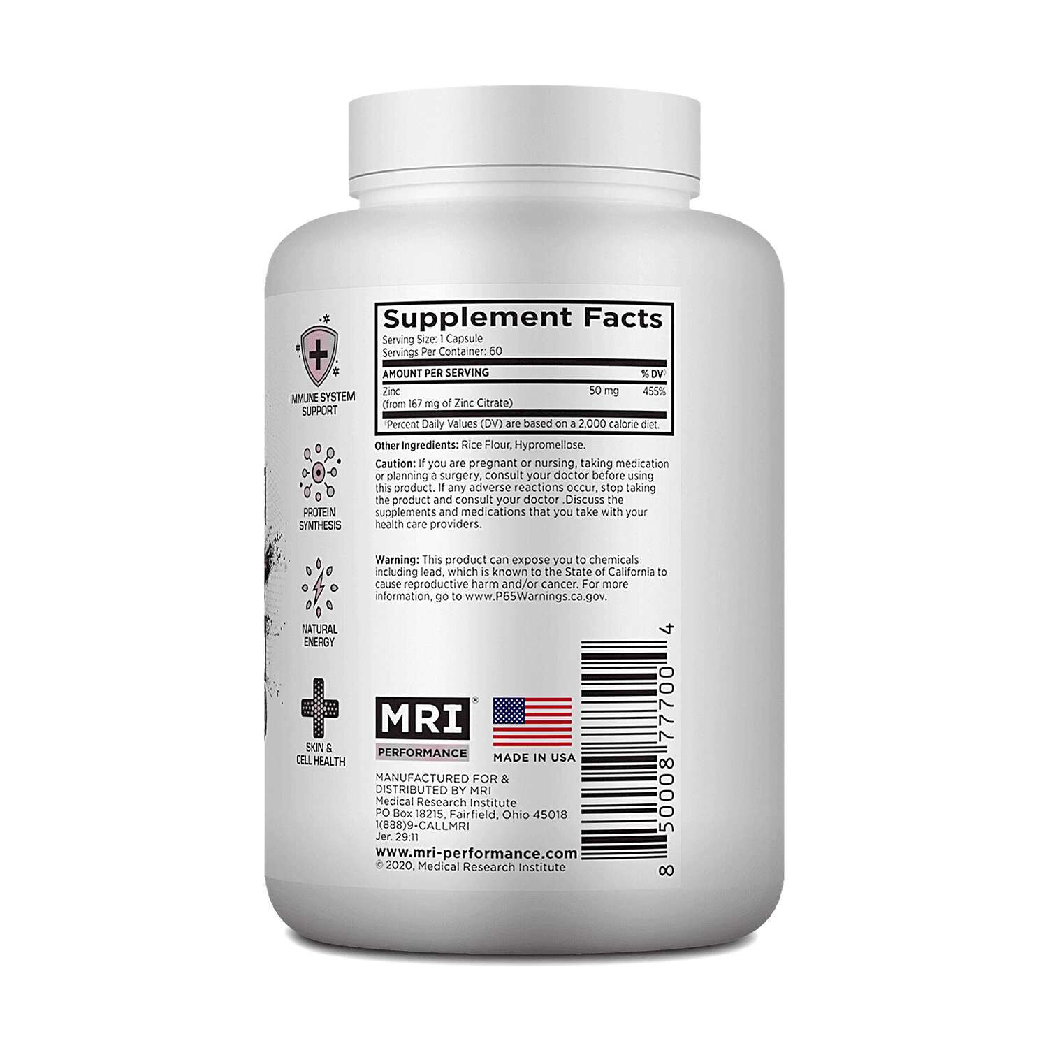 Zinc Dietary Supplement - 60 Capsules (60 Servings)  | GNC