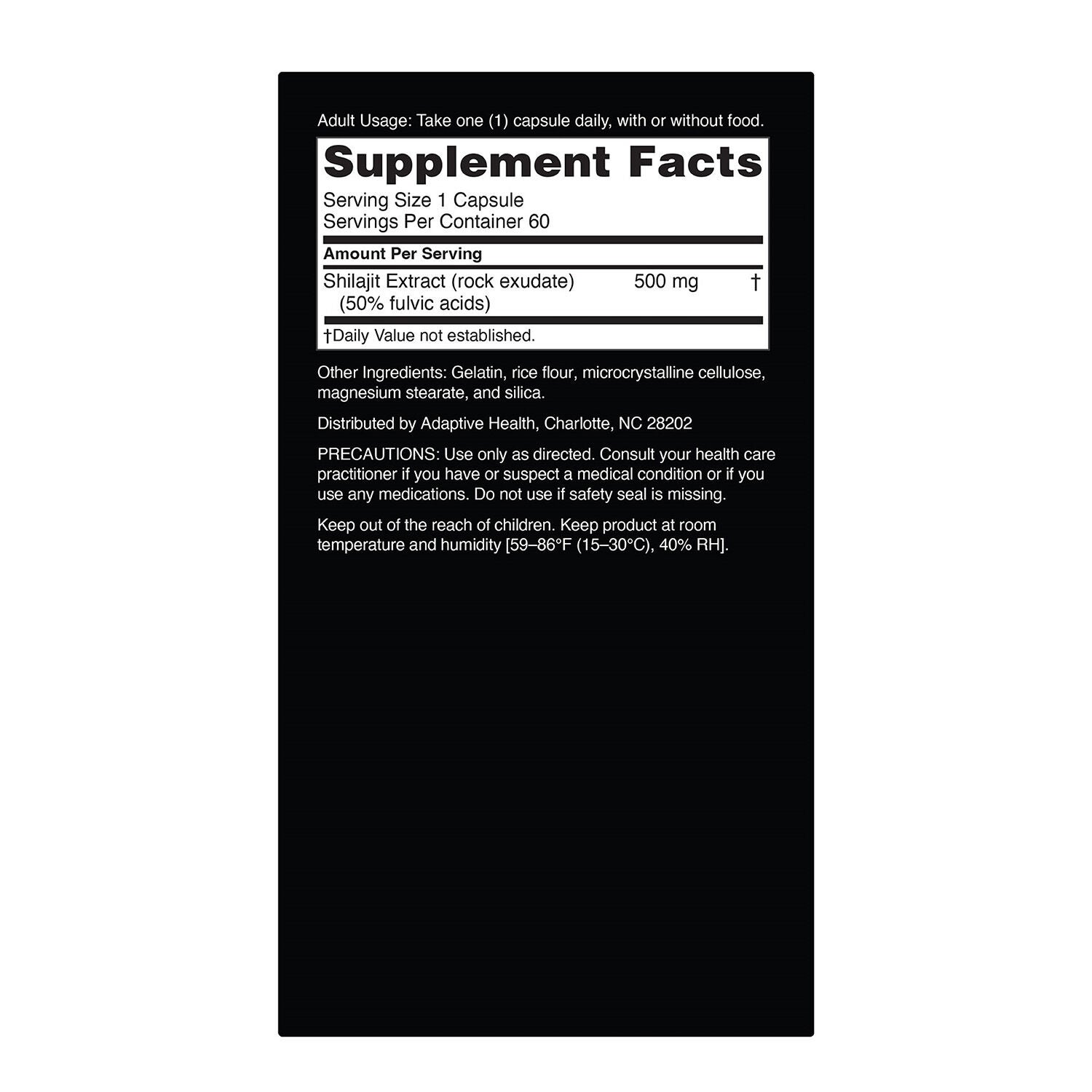 Shilajit 500mg - 60 Capsules (60 Servings)  | GNC