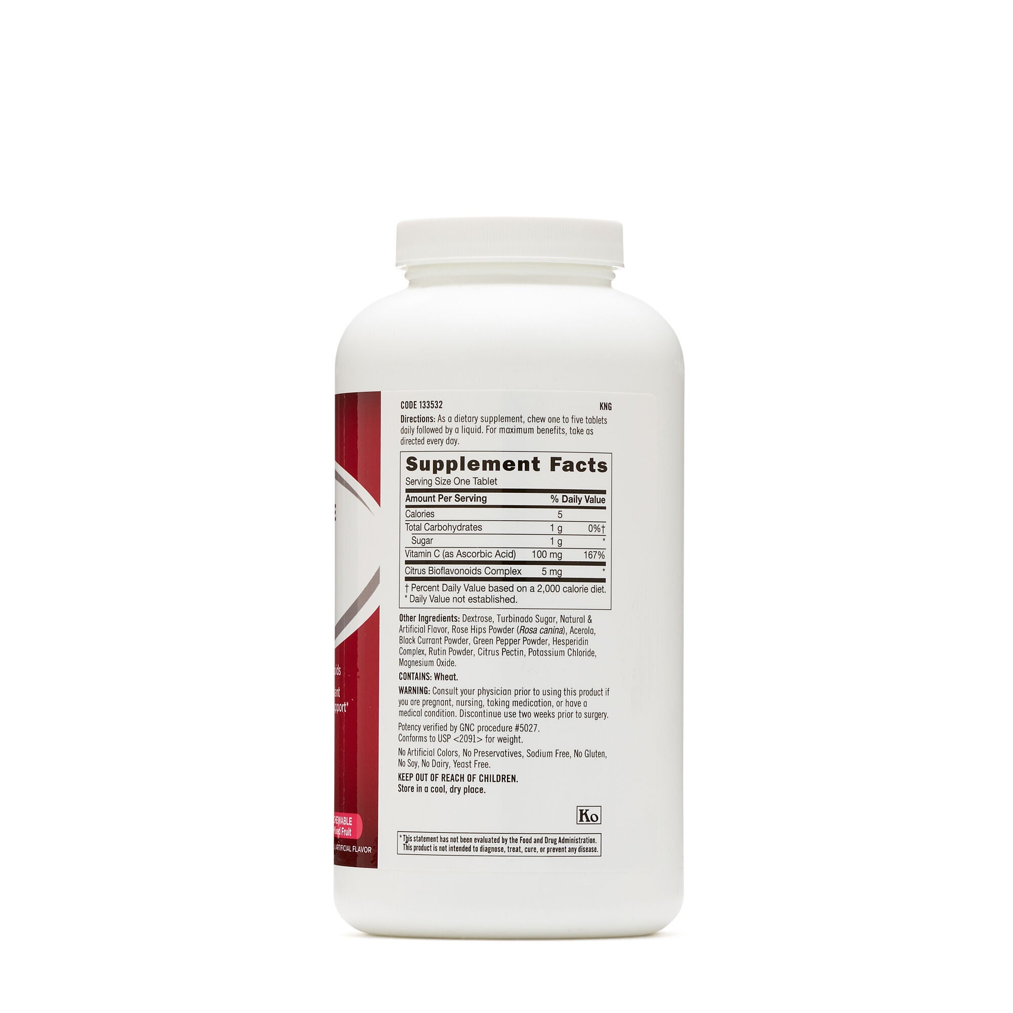 133532 GNC Take GNC Chewable Vitamin C 100mg with citrus bioflavonoids