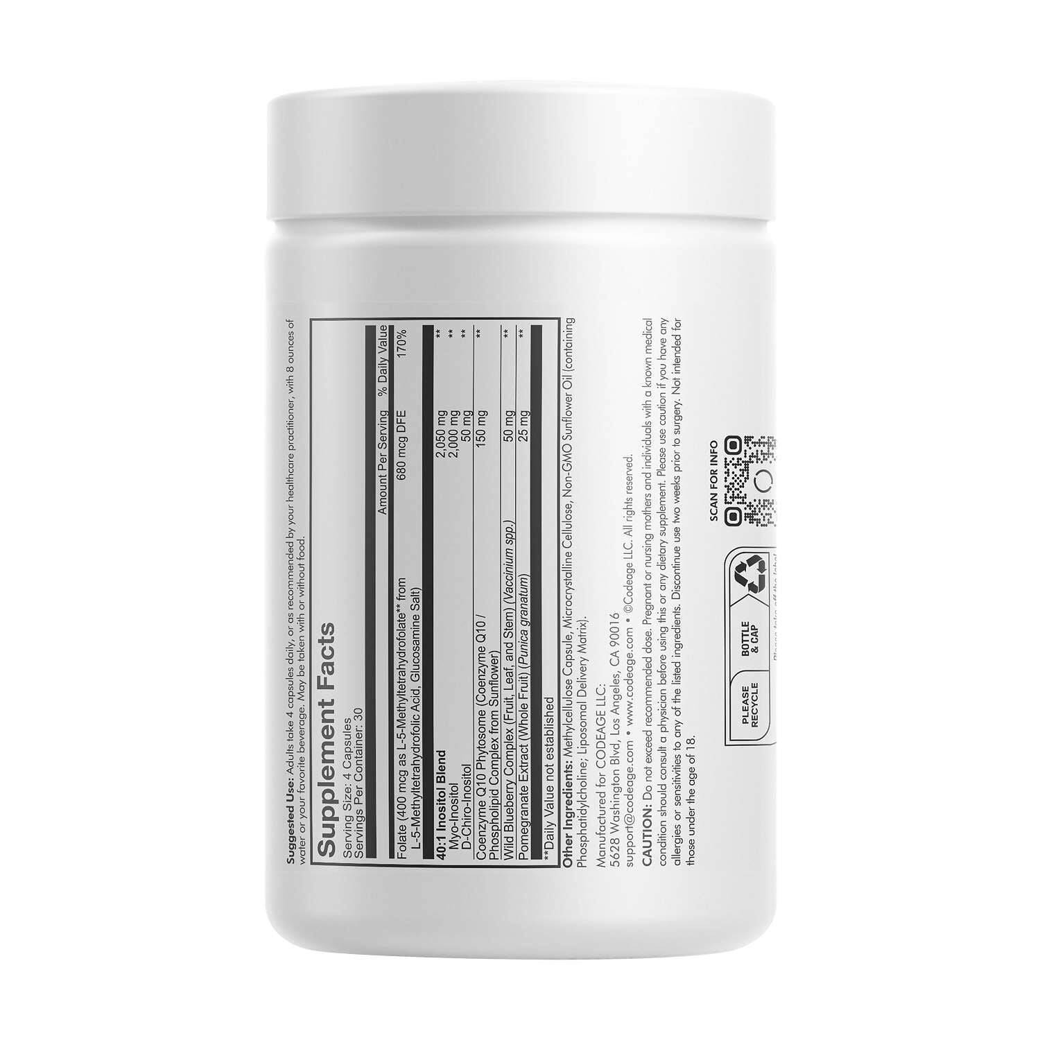 Liposomal Ovarian Inositol+ - 120 Capsules (30 Servings)  | GNC