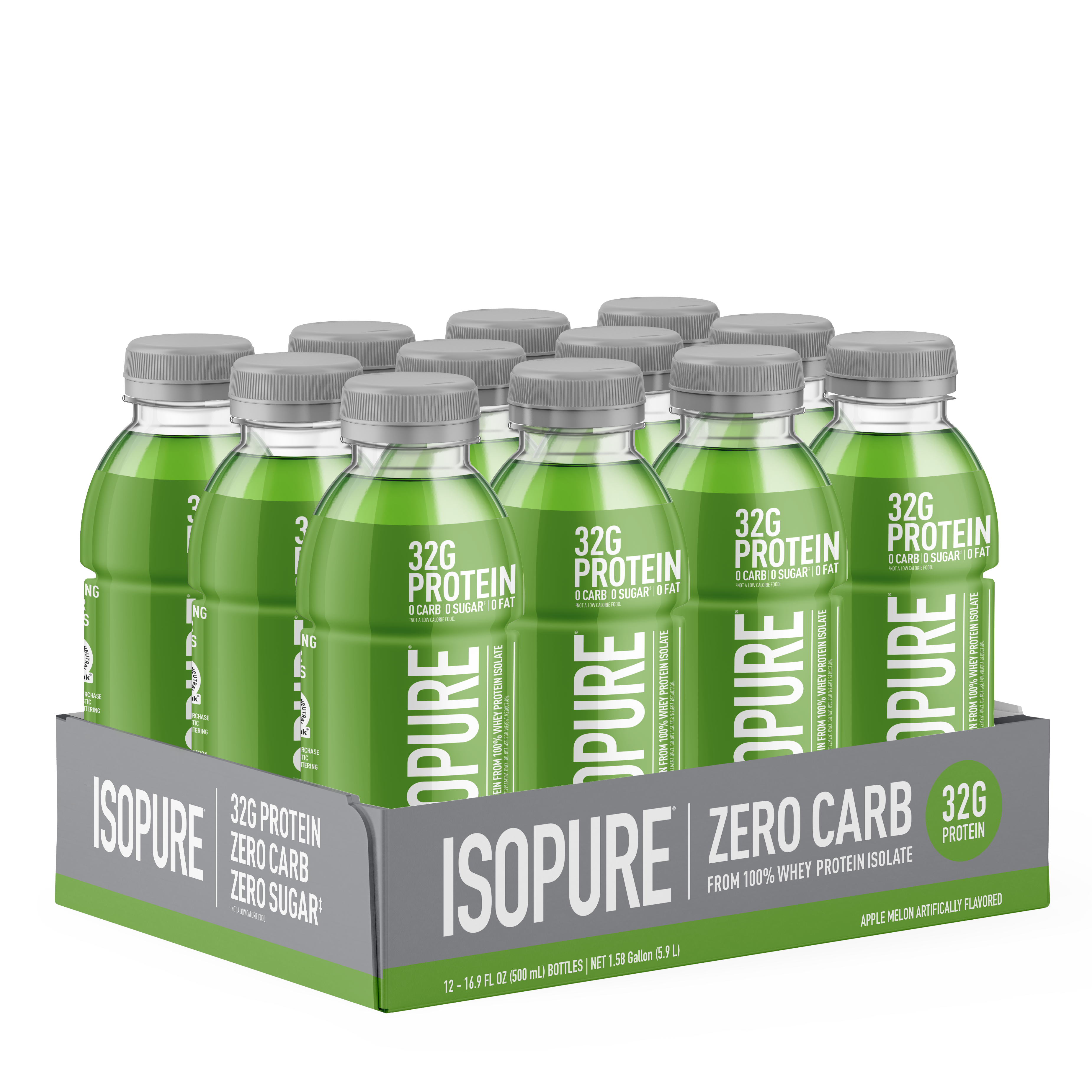 Isopure Protein Drink - Apple Melon - 16.9Oz. (12 Bottles)