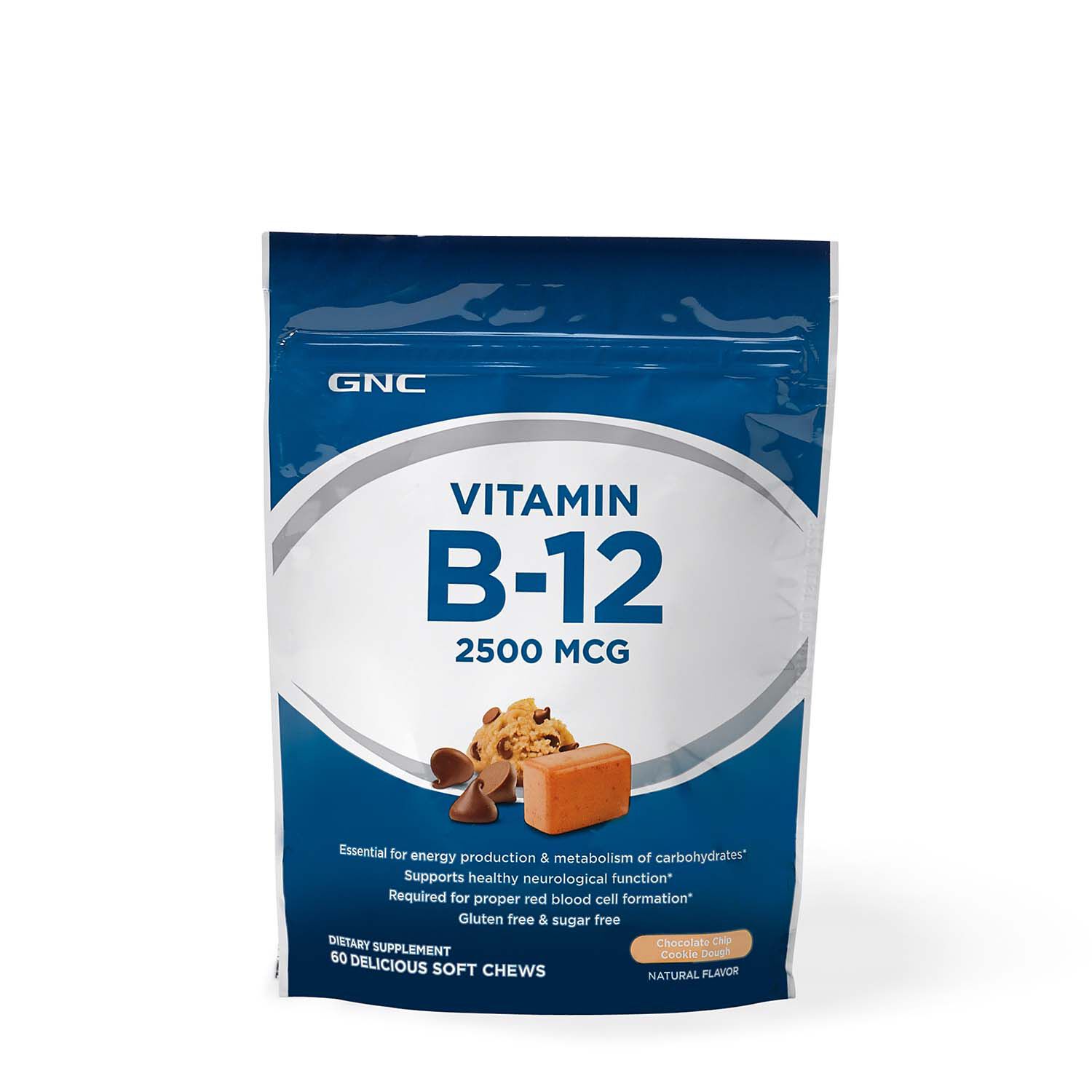 Gnc Vitamin B 12 Soft Chew 2500 Mcg Chocolate Chip Cookie Dough