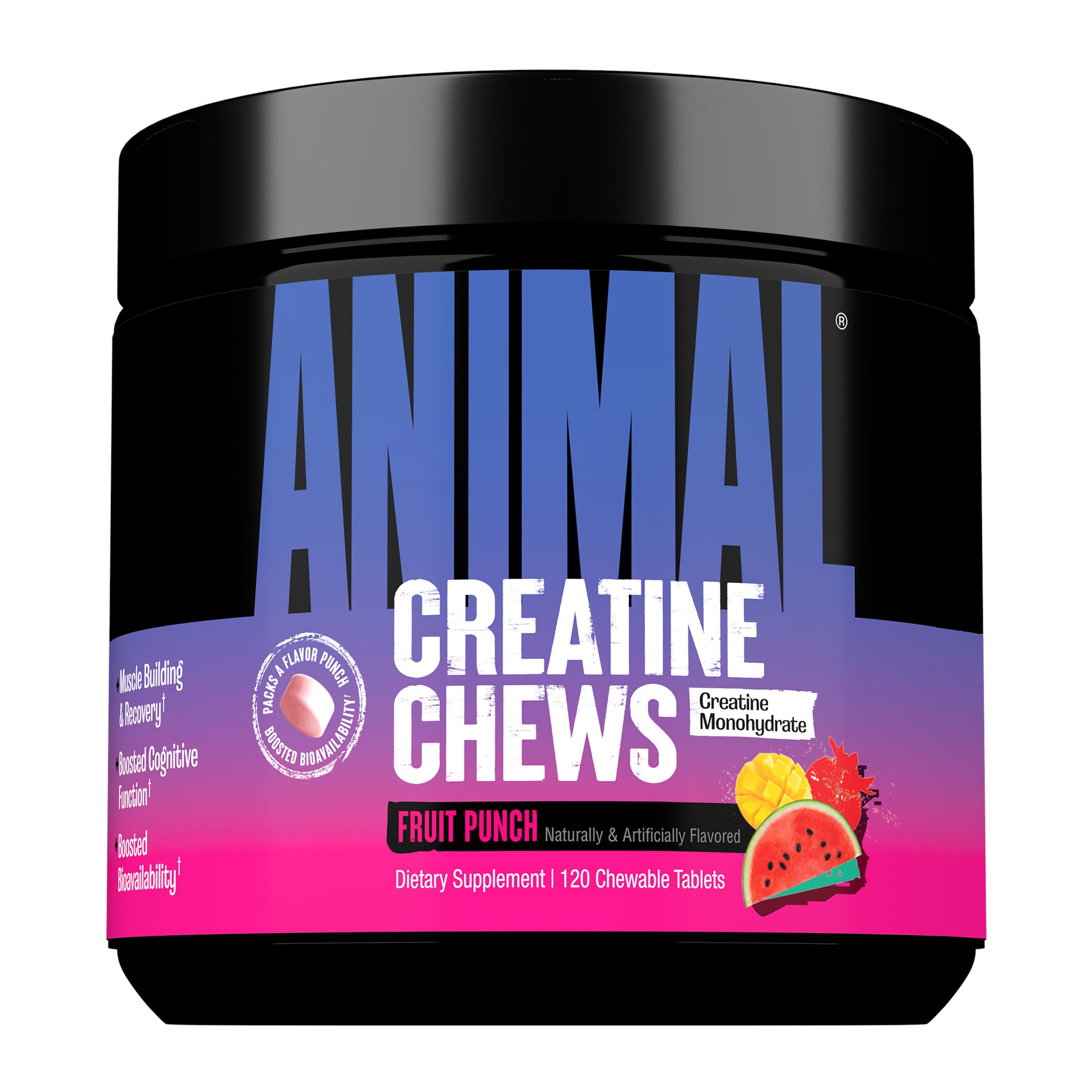 Animal Creatine Chews - Fruit Punch 120 Chewable Tablets (30 Servings)