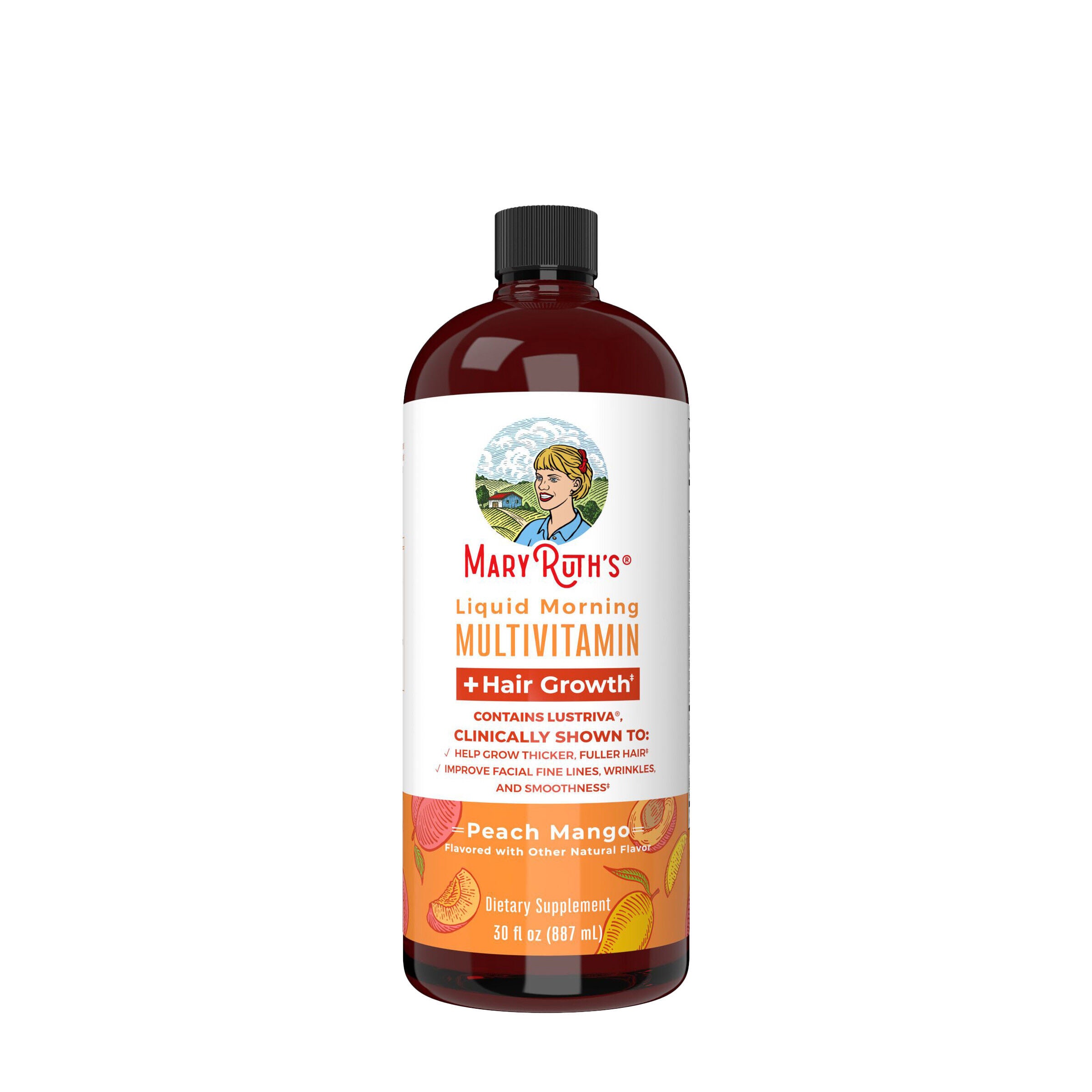 Liquid Morning Multivitamin + Hair Growth - Peach Mango - 30 fl oz (30 Servings)  | GNC