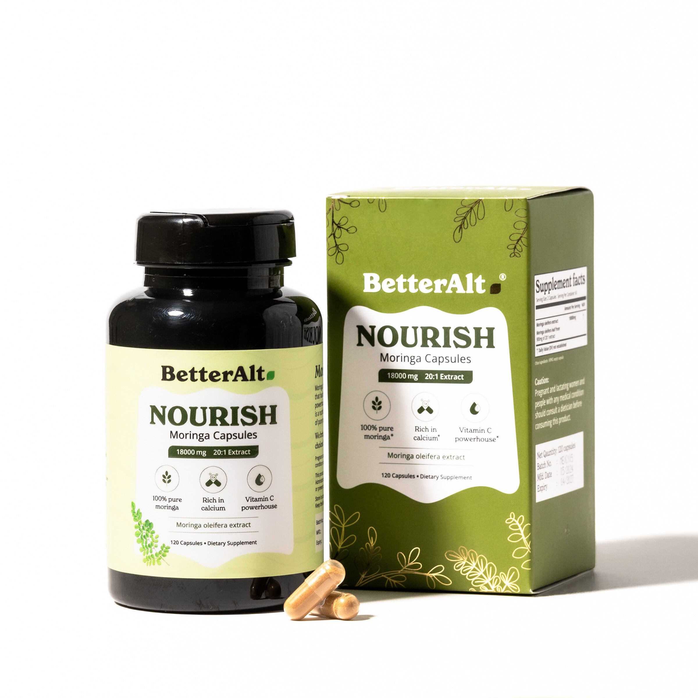 Nourish Moringa 18000mg - 120 Capsules (60 Servings)  | GNC