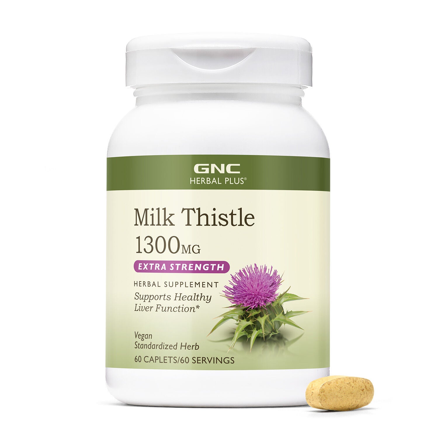 Milk Thistle Extra Strength 1300mg - 60 Caplets (60 Servings)  | GNC