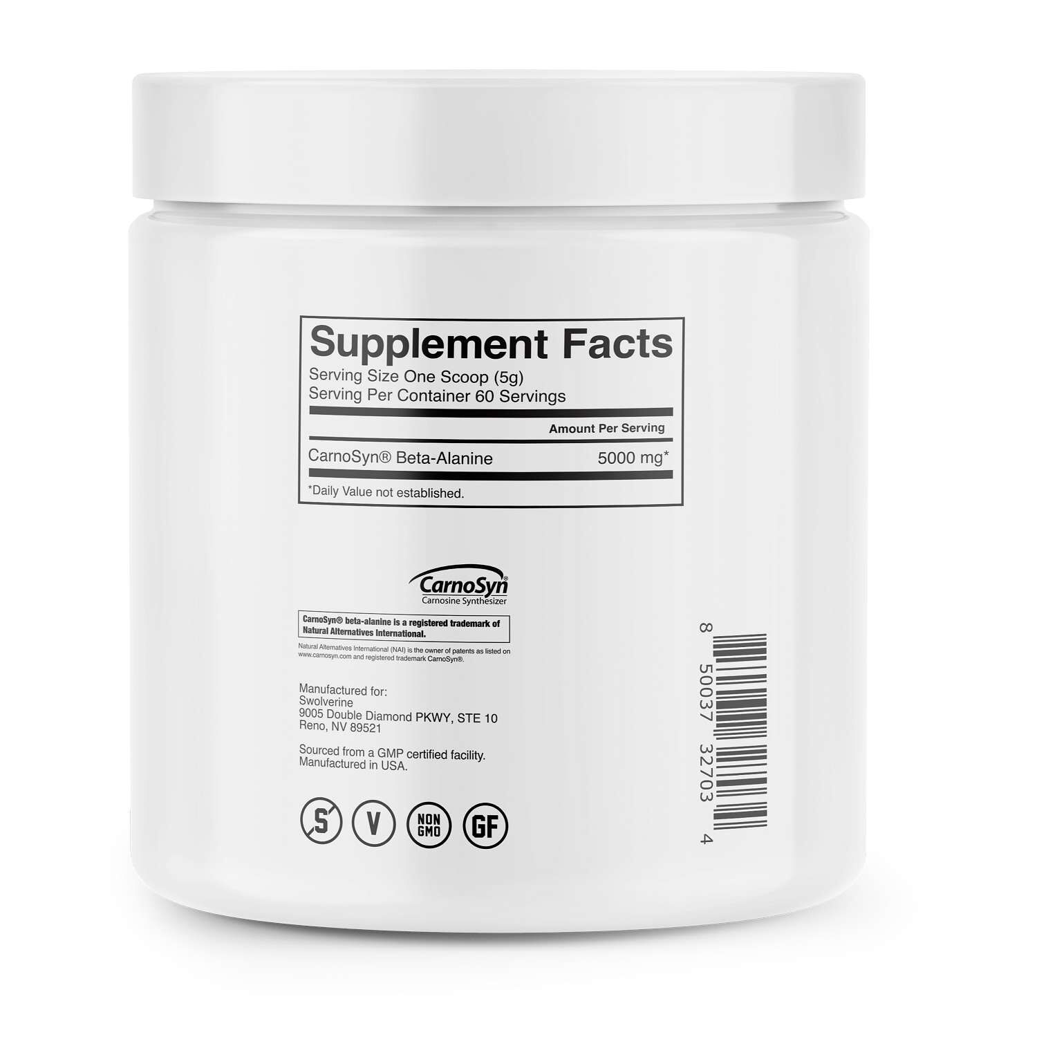 Beta-Alanine Supplement - Unflavored&nbsp;(60 Servings)
