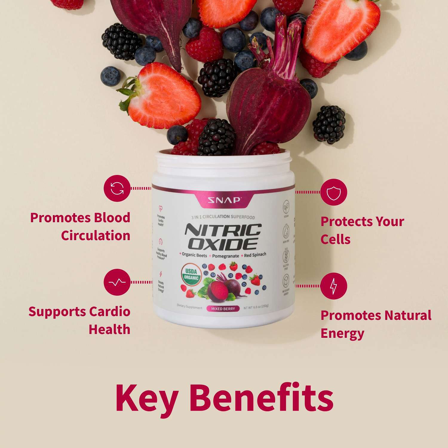 Nitric Oxide Organic Beets - 8.8 oz. (30 Servings)  | GNC