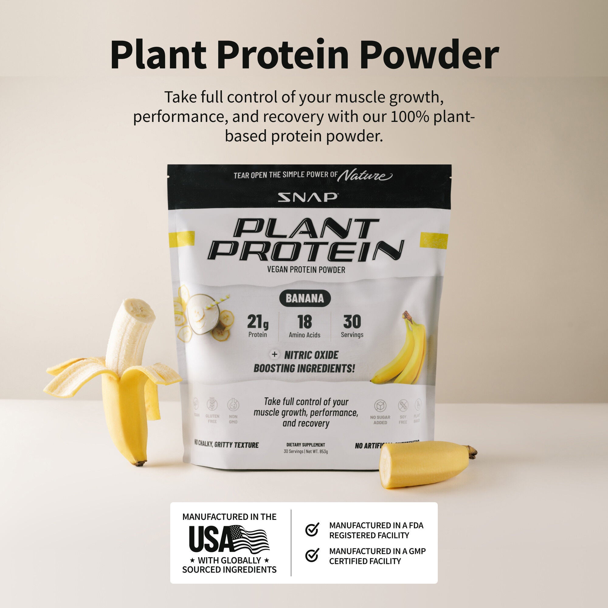 Plant Based Vegan Protein Powder - Banana (30 Servings) Banana | GNC