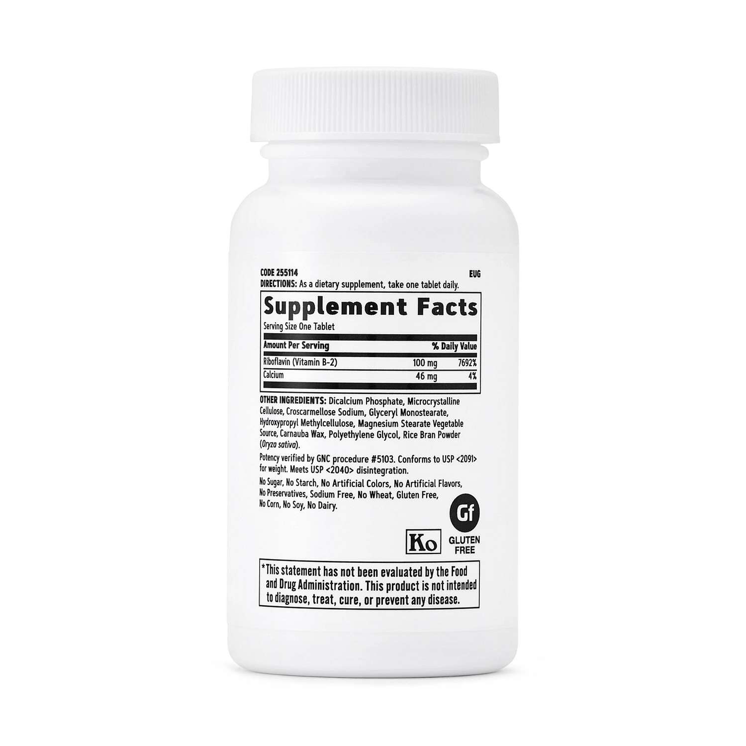 Vitamin B-2 100 mg - 100 Vegetarian Tablets (100 Servings)  | GNC