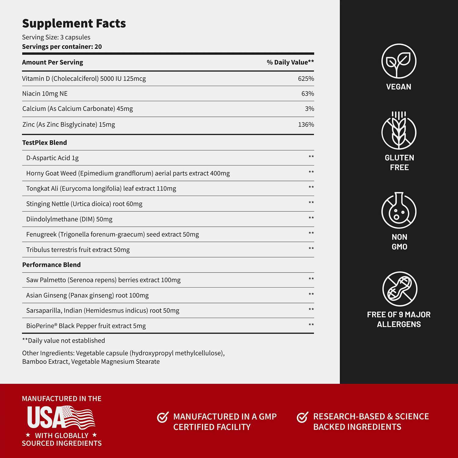 Testo Booster - 60 Capsules (20 Servings)  | GNC