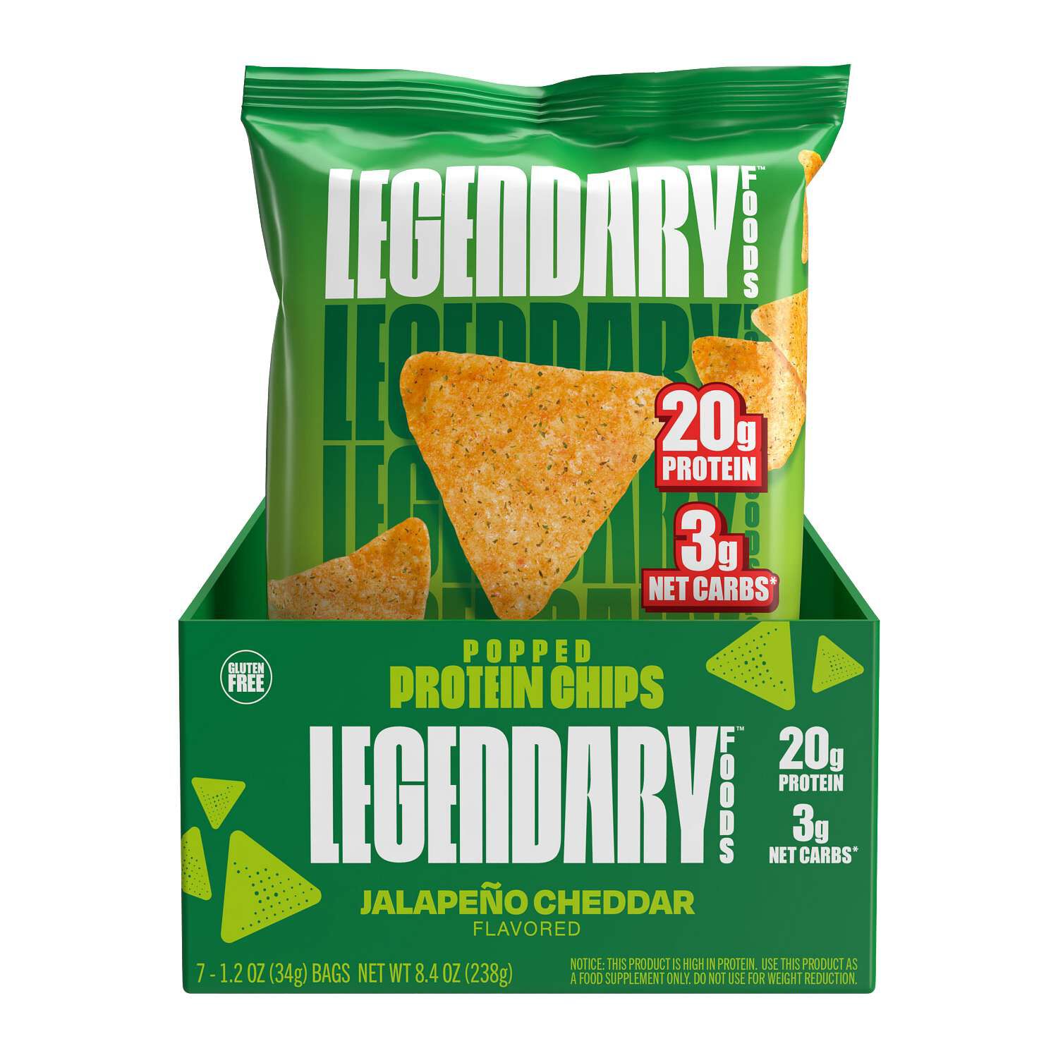 Popped Protein Chips - Jalapeno Cheddar (7 Bags)  | GNC