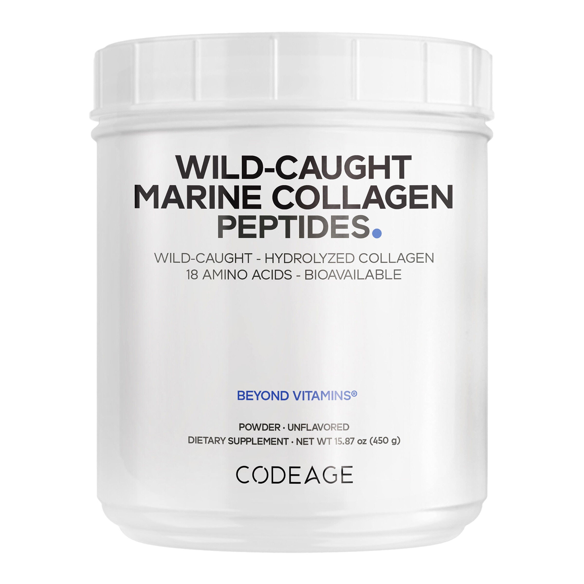 Wild-Caught Marine Hydrolyzed Collagen Peptides Powder Type I and III - 15.87 oz. (50 Servings)
