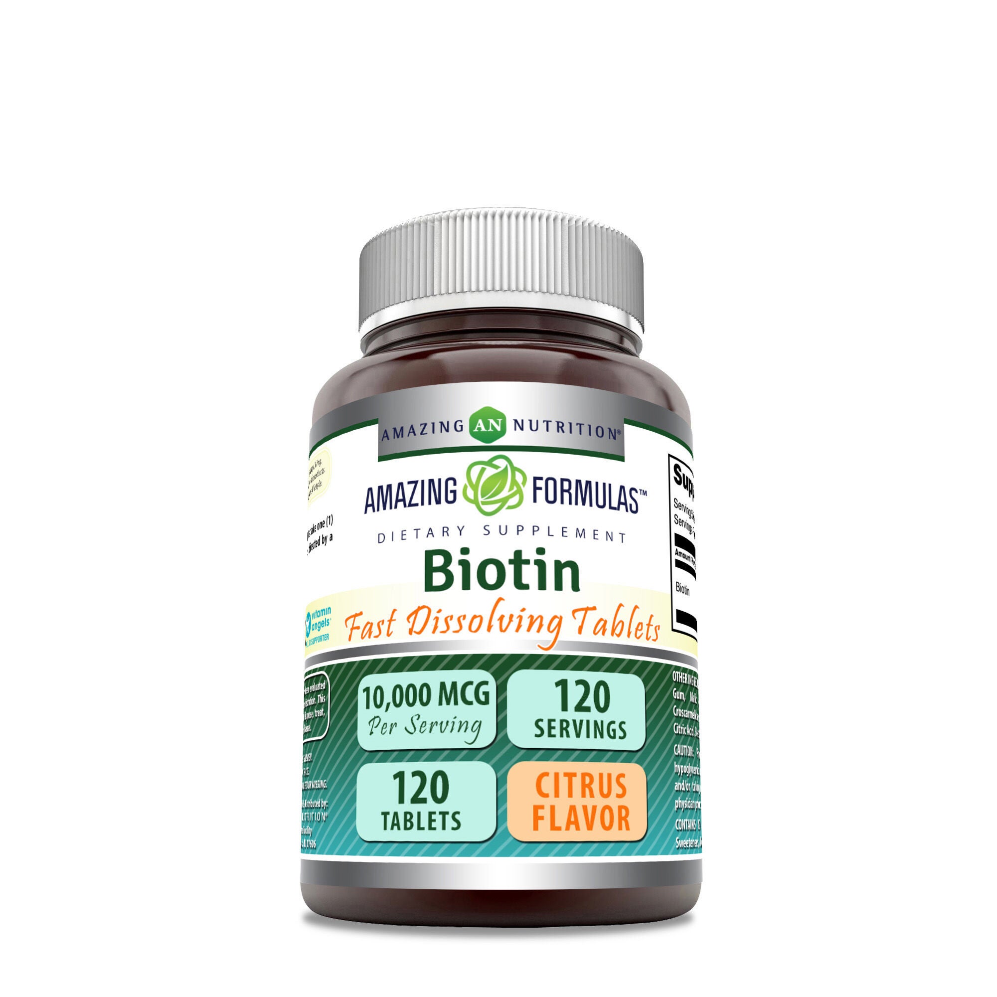 Amazing Nutrition Biotin 10000Mcg - Citrus 120 Tablets (120 Servings)