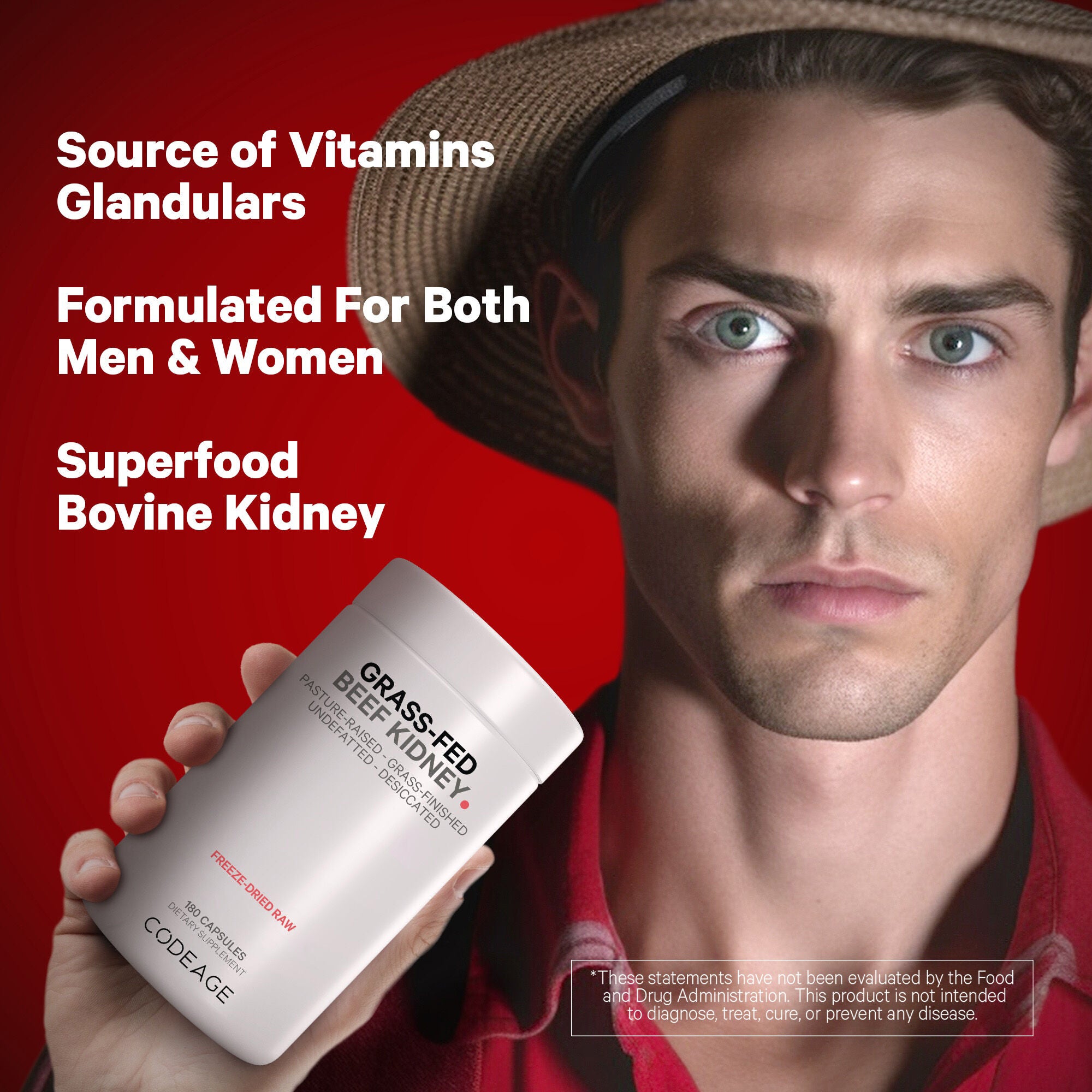 Beef Kidney Supplement - Grass Fed - 180 Capsules (30 Servings)