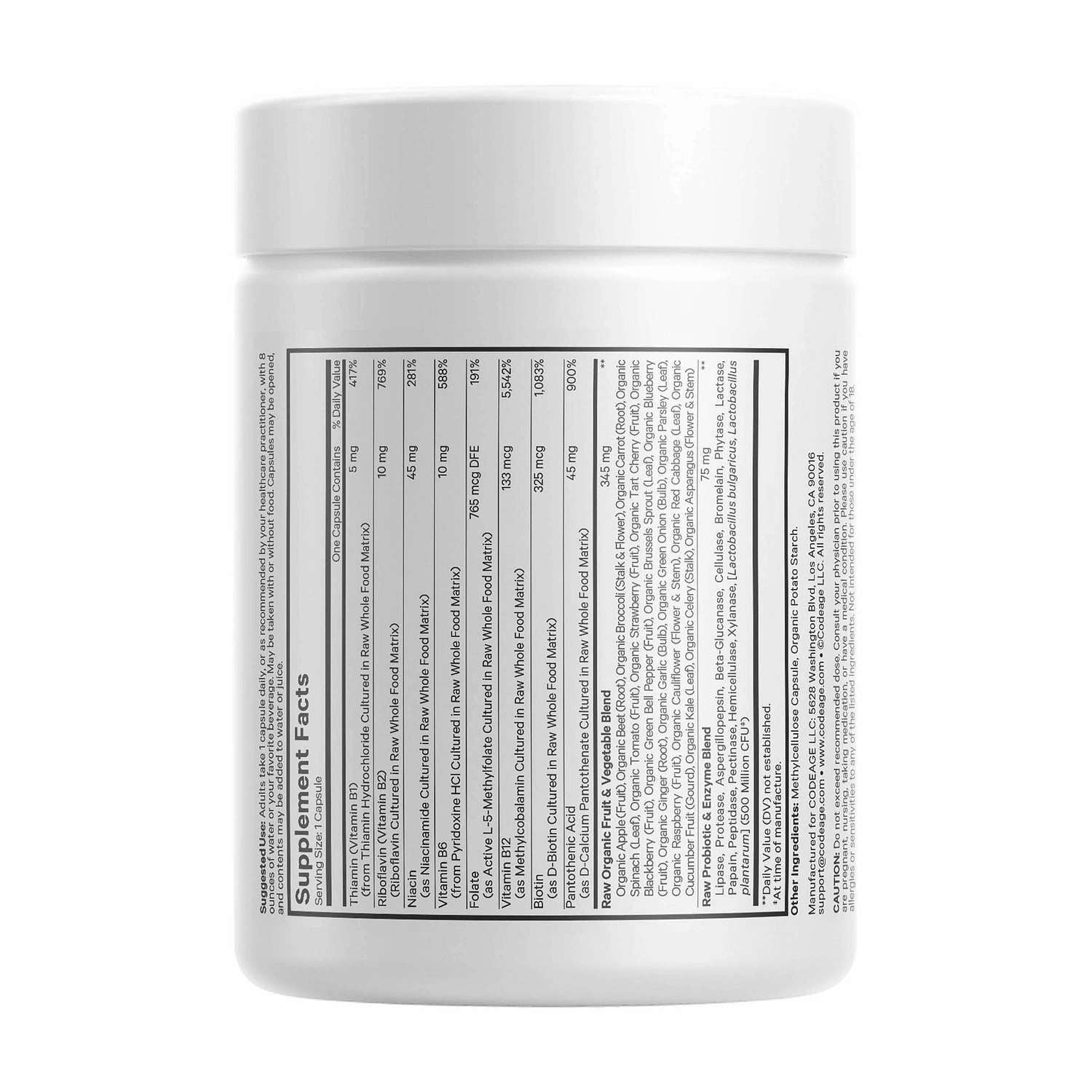 Raw Vitamin B-Complex - 60 Vegetable Capsules (60 Servings)