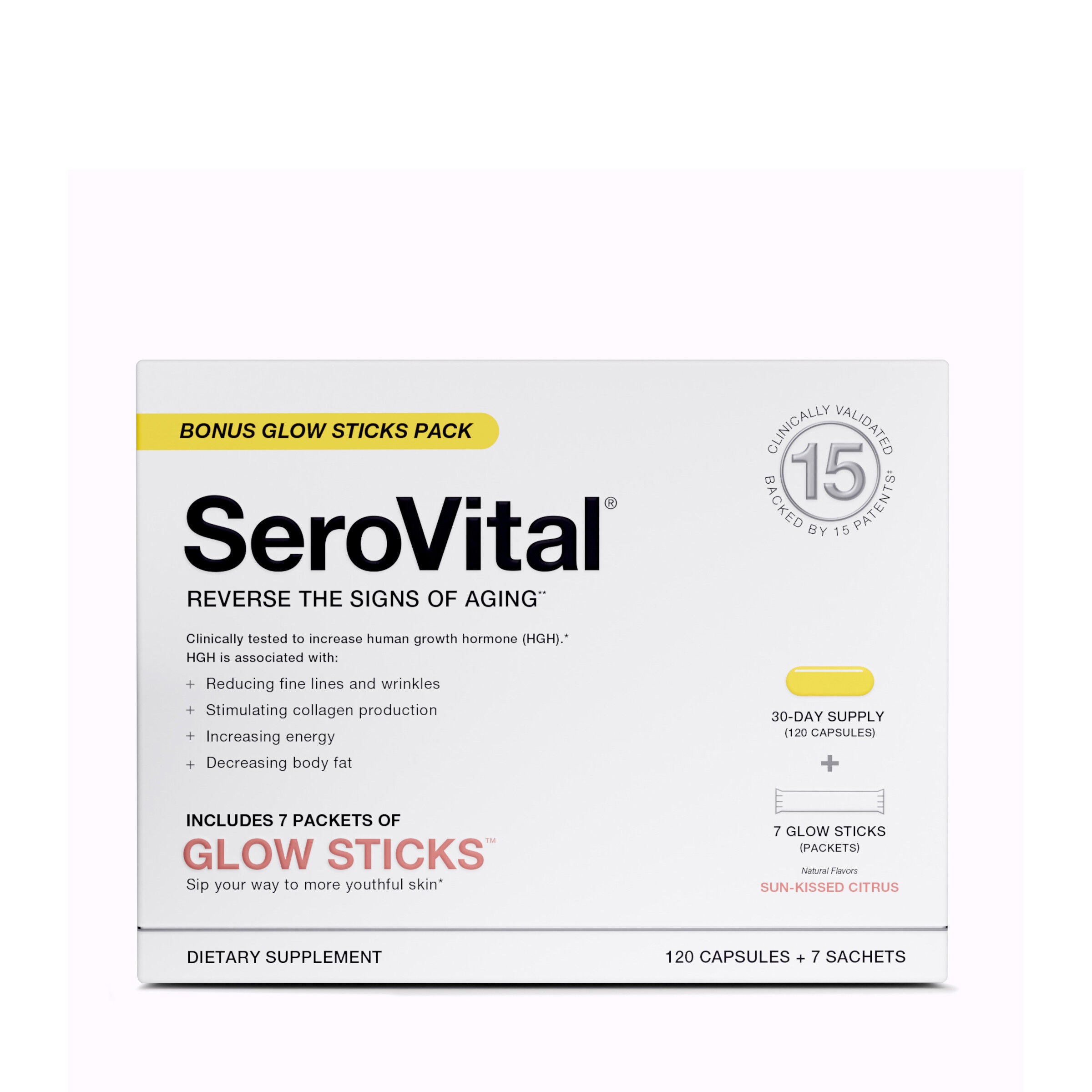 SeroVital Anti-Aging Therapy - 120 Capsules + 7 Glow Sticks (30 Servings)