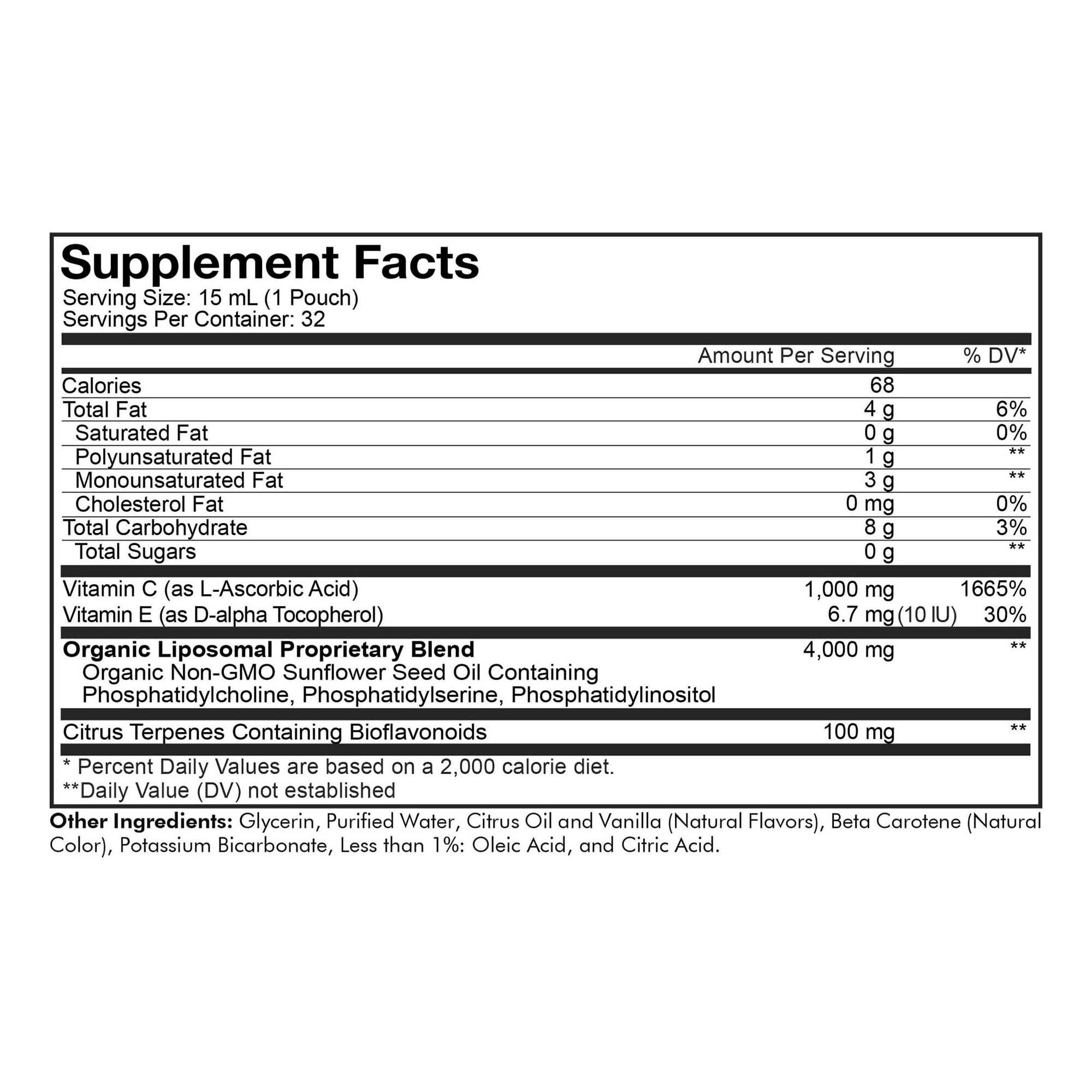 Liposomal Vitamin C Sachet - Citrus Vanilla - 32 Pouches (32 Servings)  | GNC