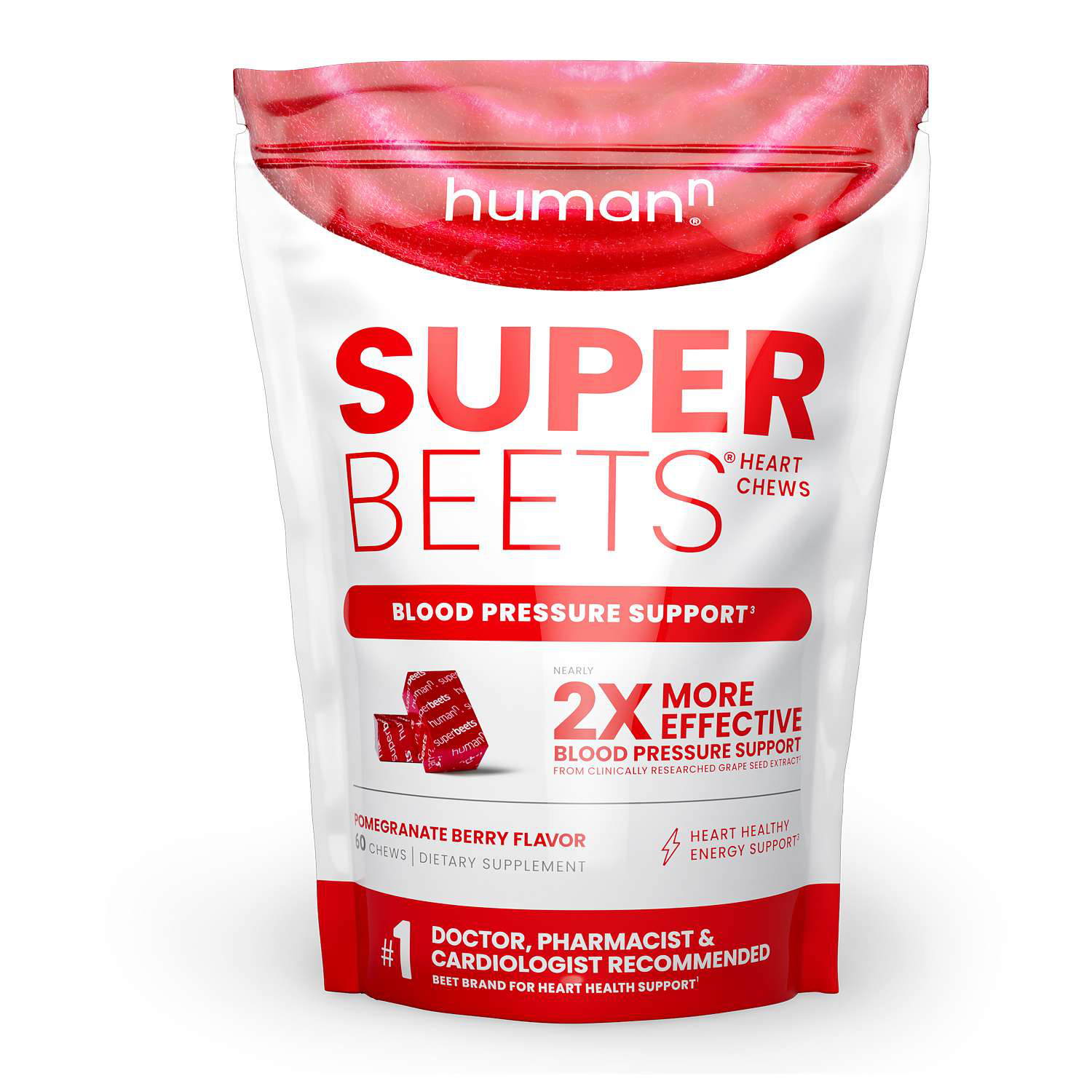 SuperBeets&reg; Heart Chews - Pomegranate Berry - 60 Chews (30 Servings)