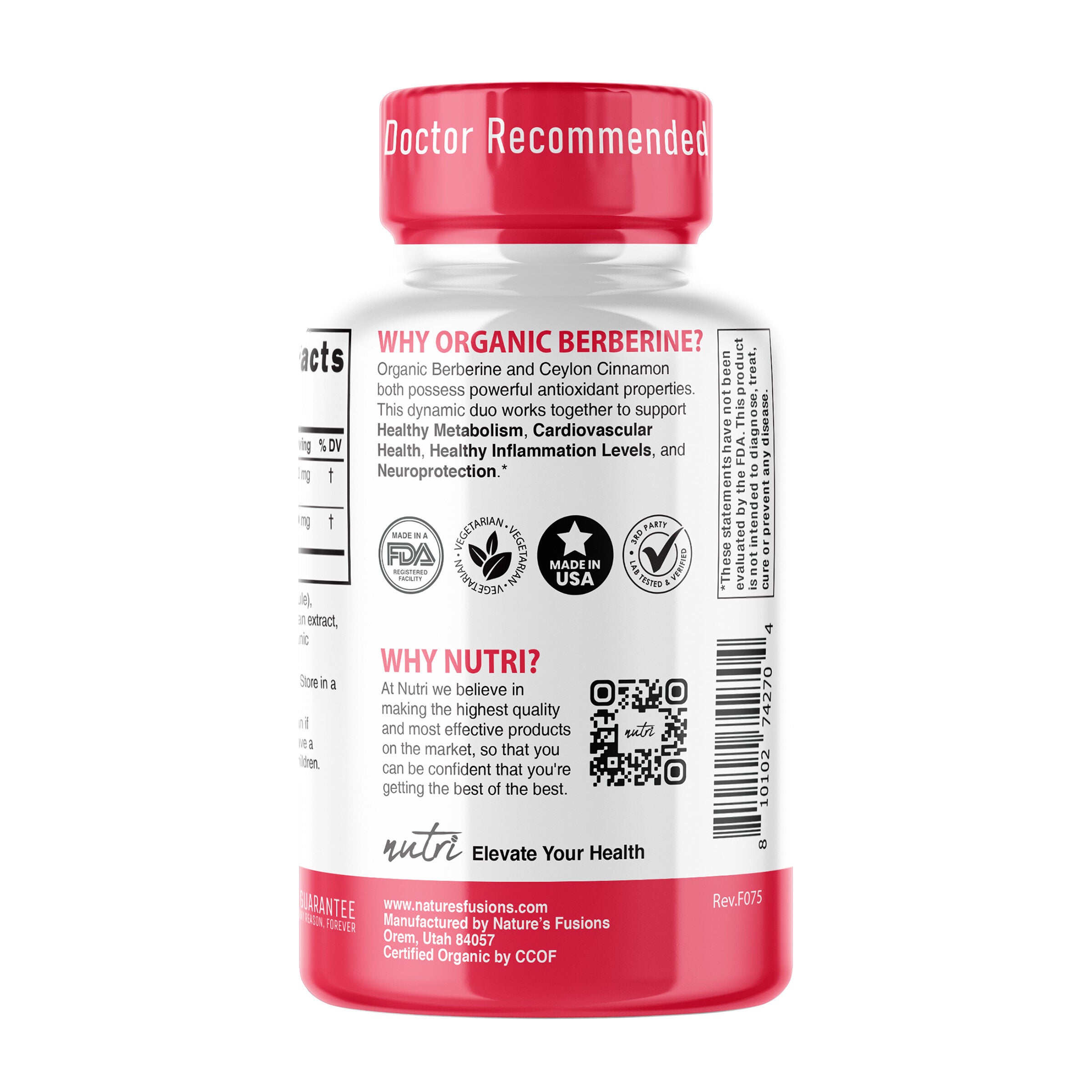 Berberine+ Ceylon Cinnamon 1300mg - 120 Capsules (60 Servings)  | GNC