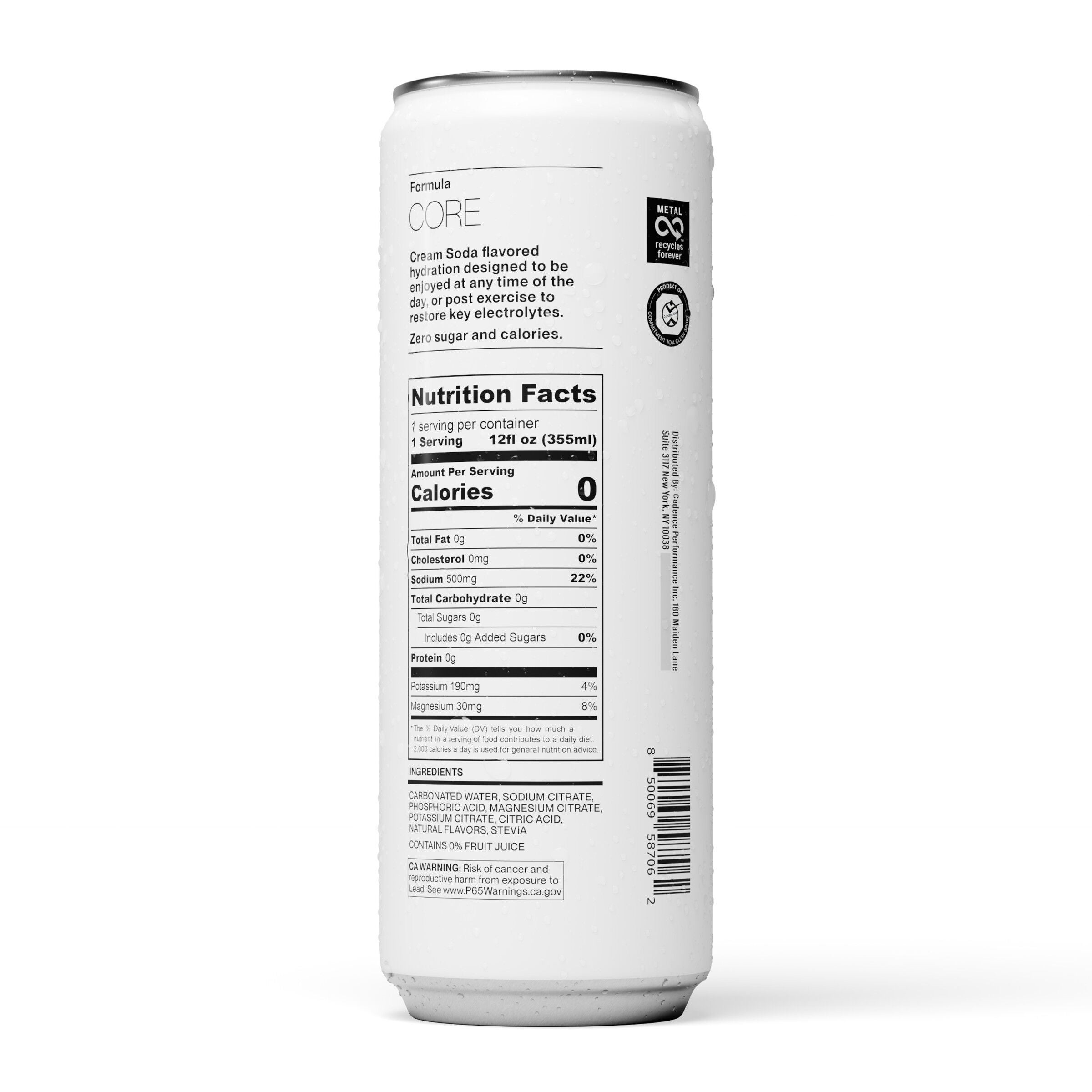 Core Electrolyte Hydration Drink - Cream Soda - 12 fl oz (12 Cans)