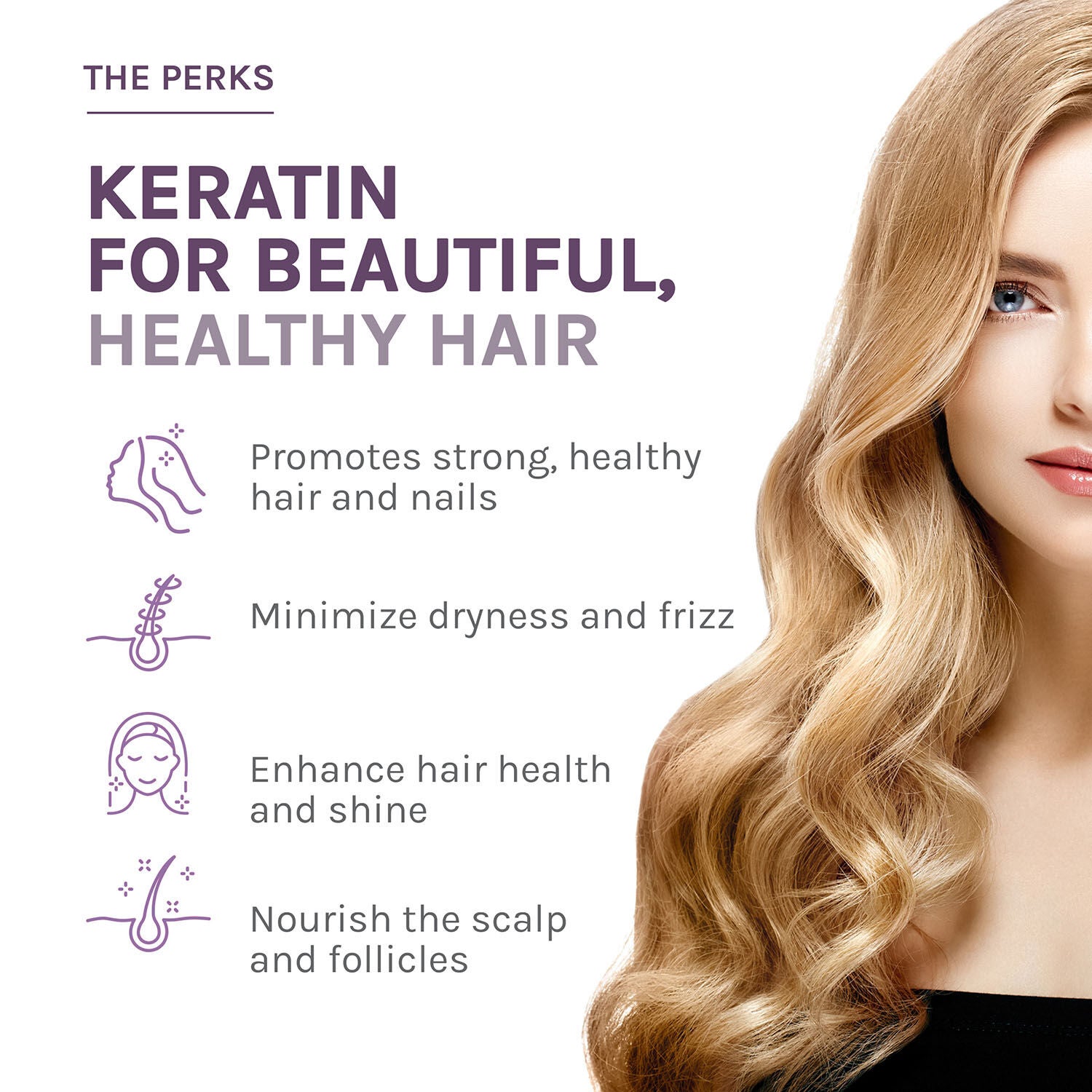 Keratin Hair Enhance™ with Biotin and Resveratrol - 60 Capsules (30 Servings)