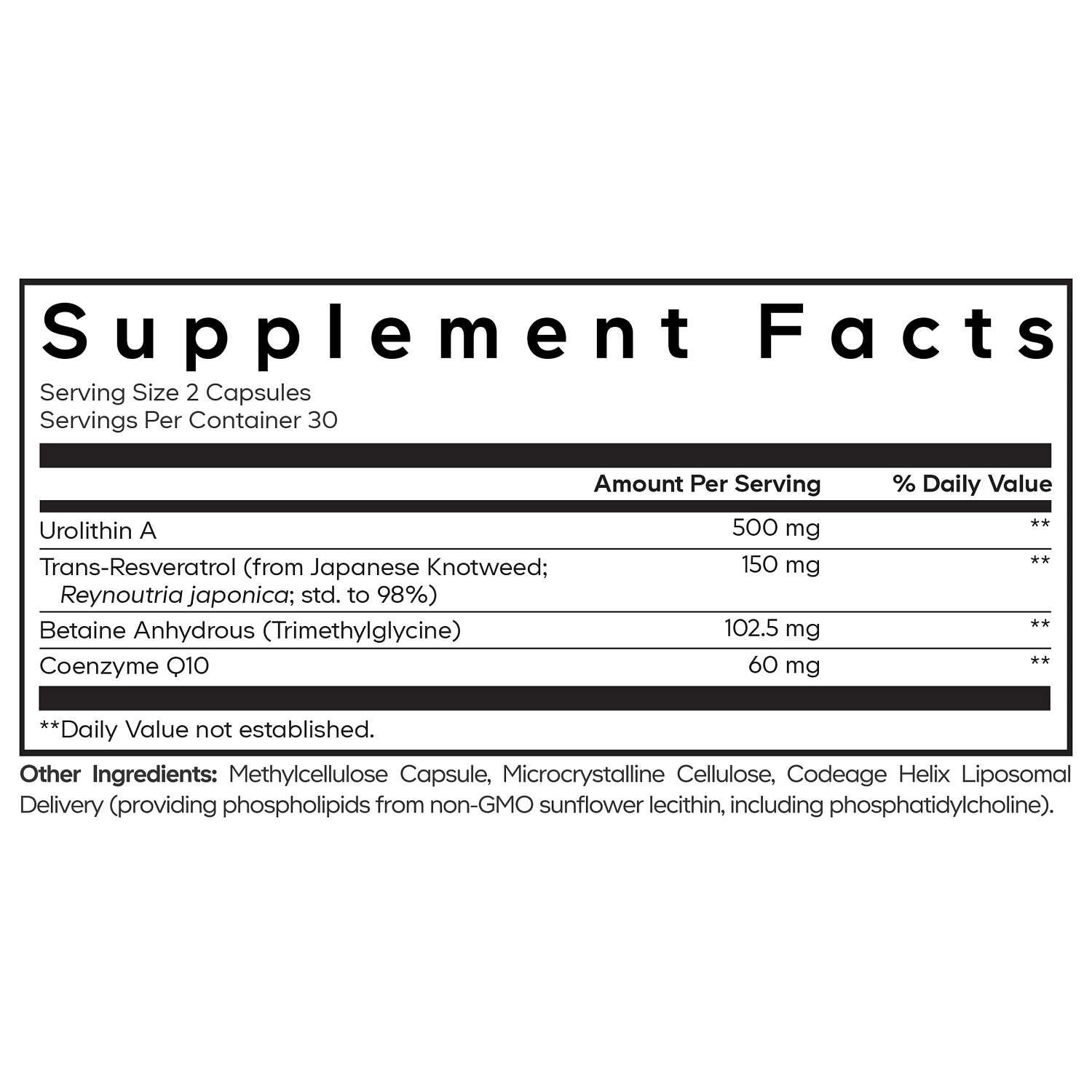 Liposomal Urolithin A - 60 Capsules (30 Servings)