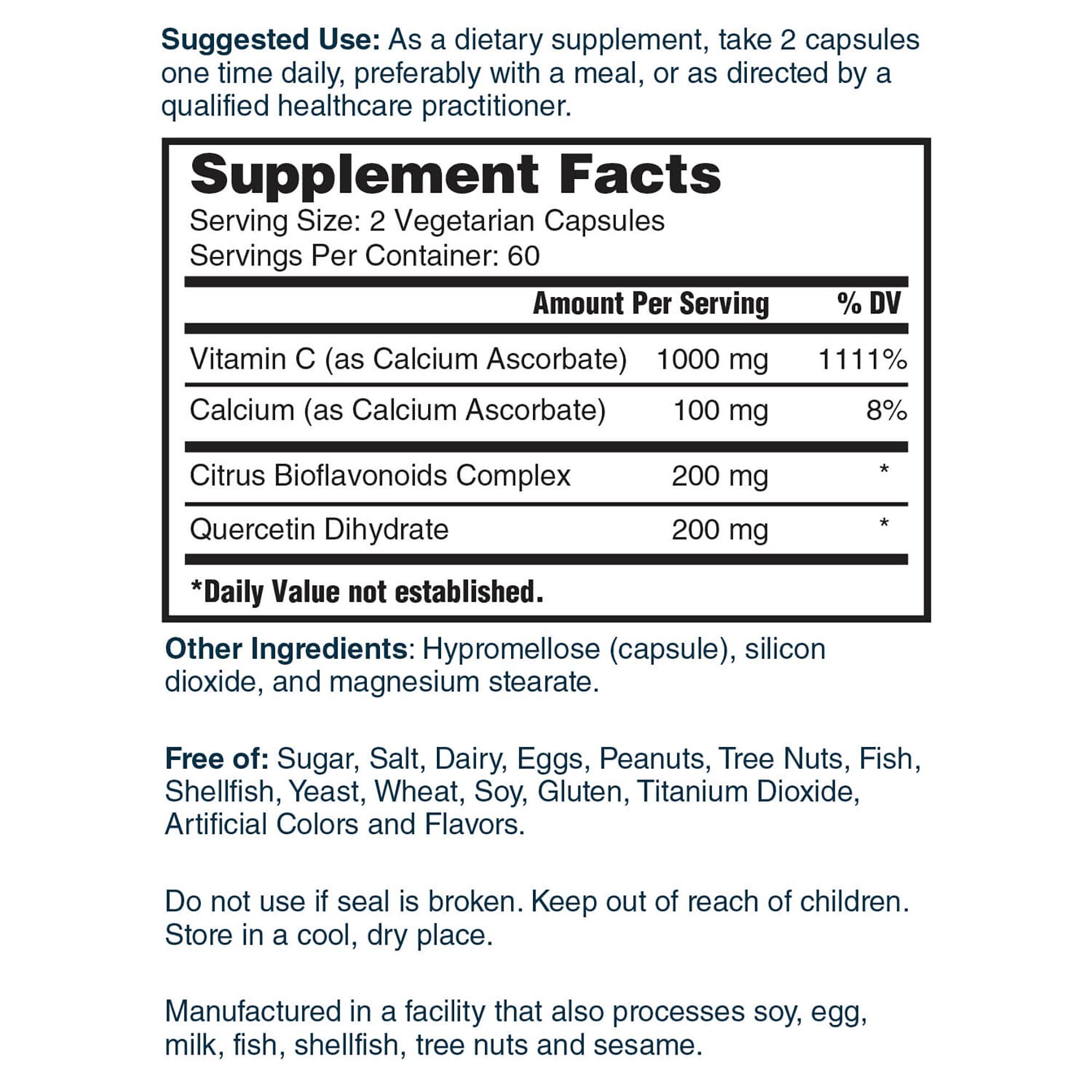 Super Vitamin C with Quercetin &amp; Citrus Bioflavanoids - 120 Capsules (60 Servings)  | GNC