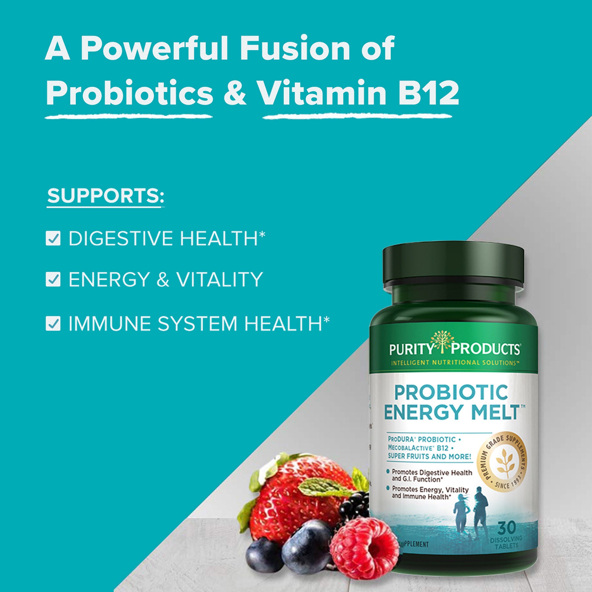 Blueberry Probiotic B12 Energy Melt - 30 Tablets (30 Servings)  | GNC