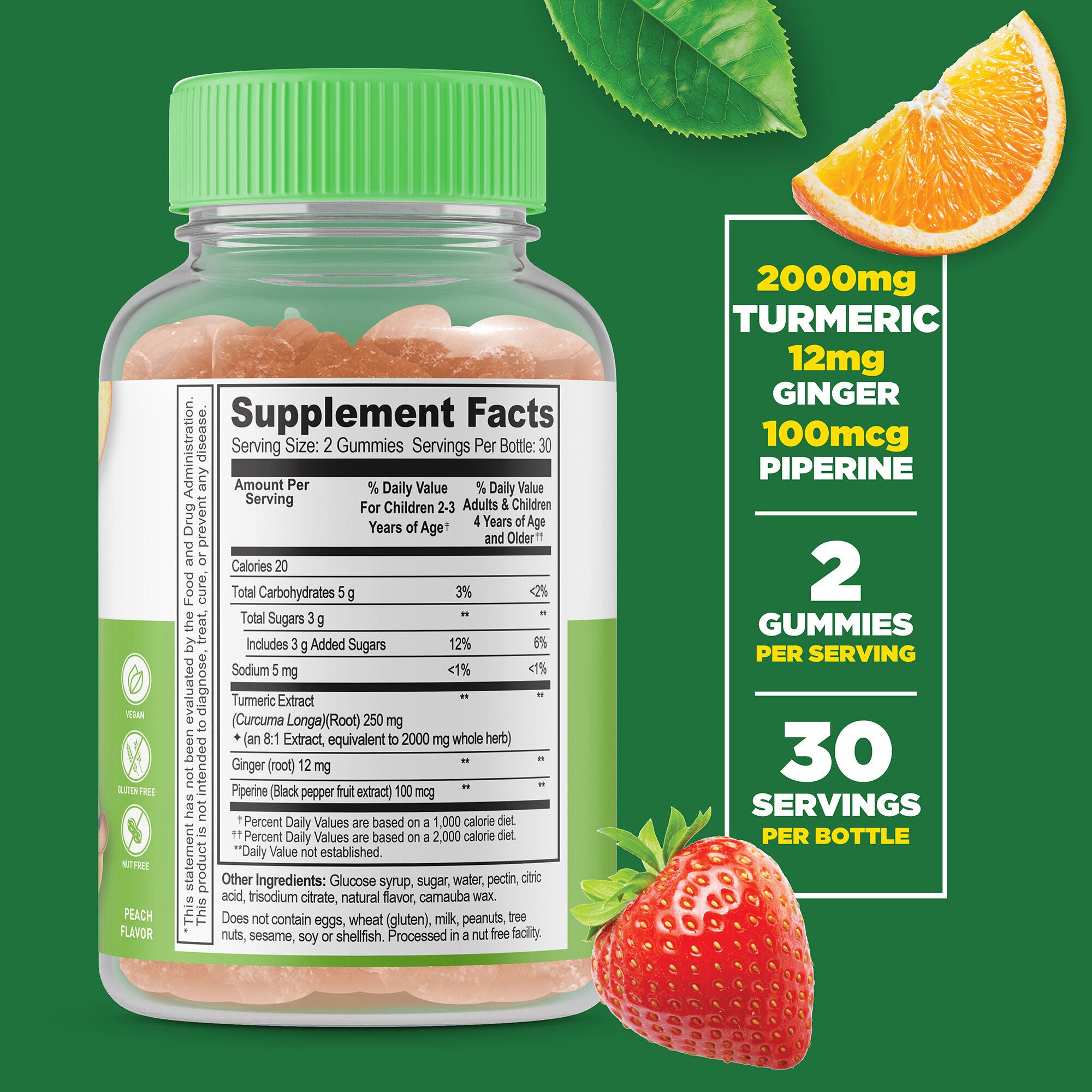Kids Herbal Turmeric Curcumin 2000mg - 60 Gummies (60 Servings)  | GNC