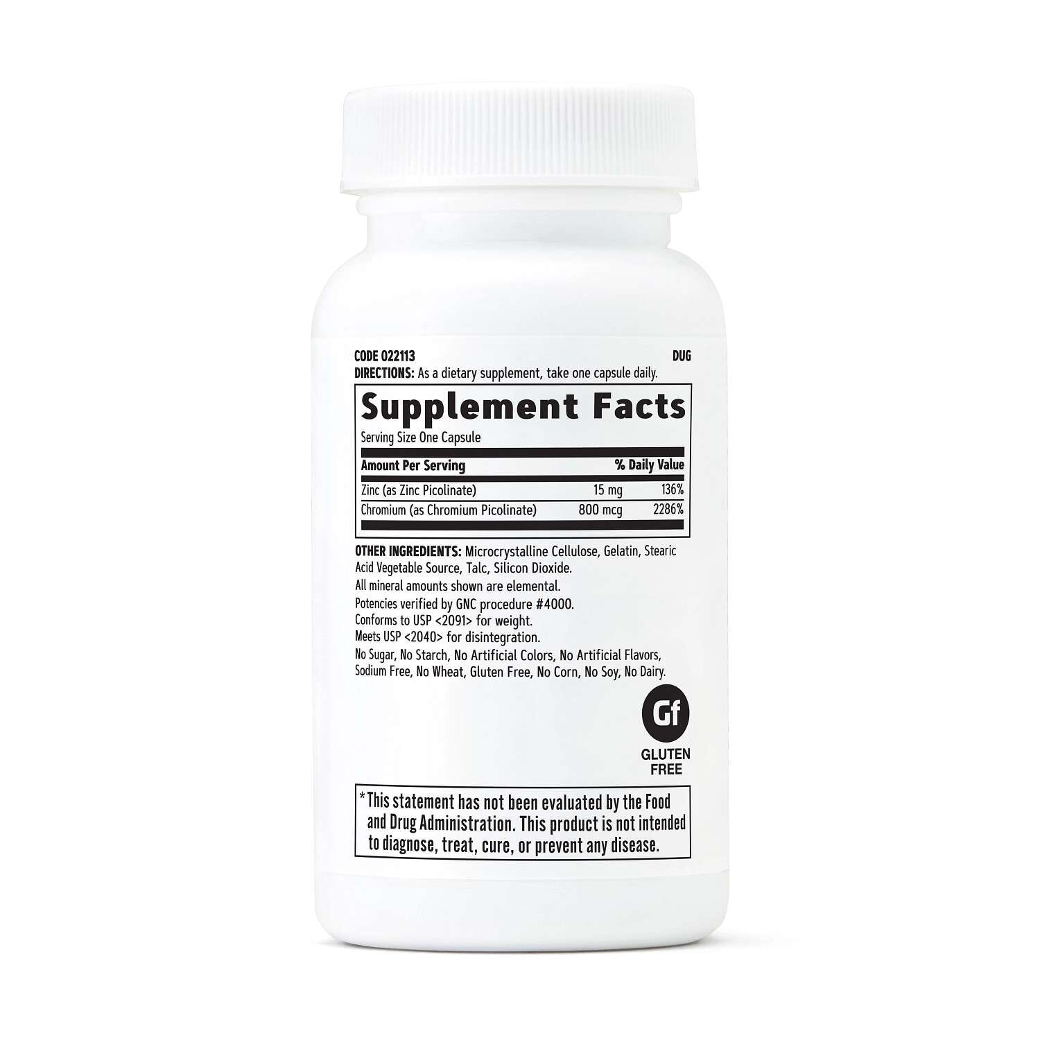 GNC Ultra Chromium Picolinate Supplement Facts