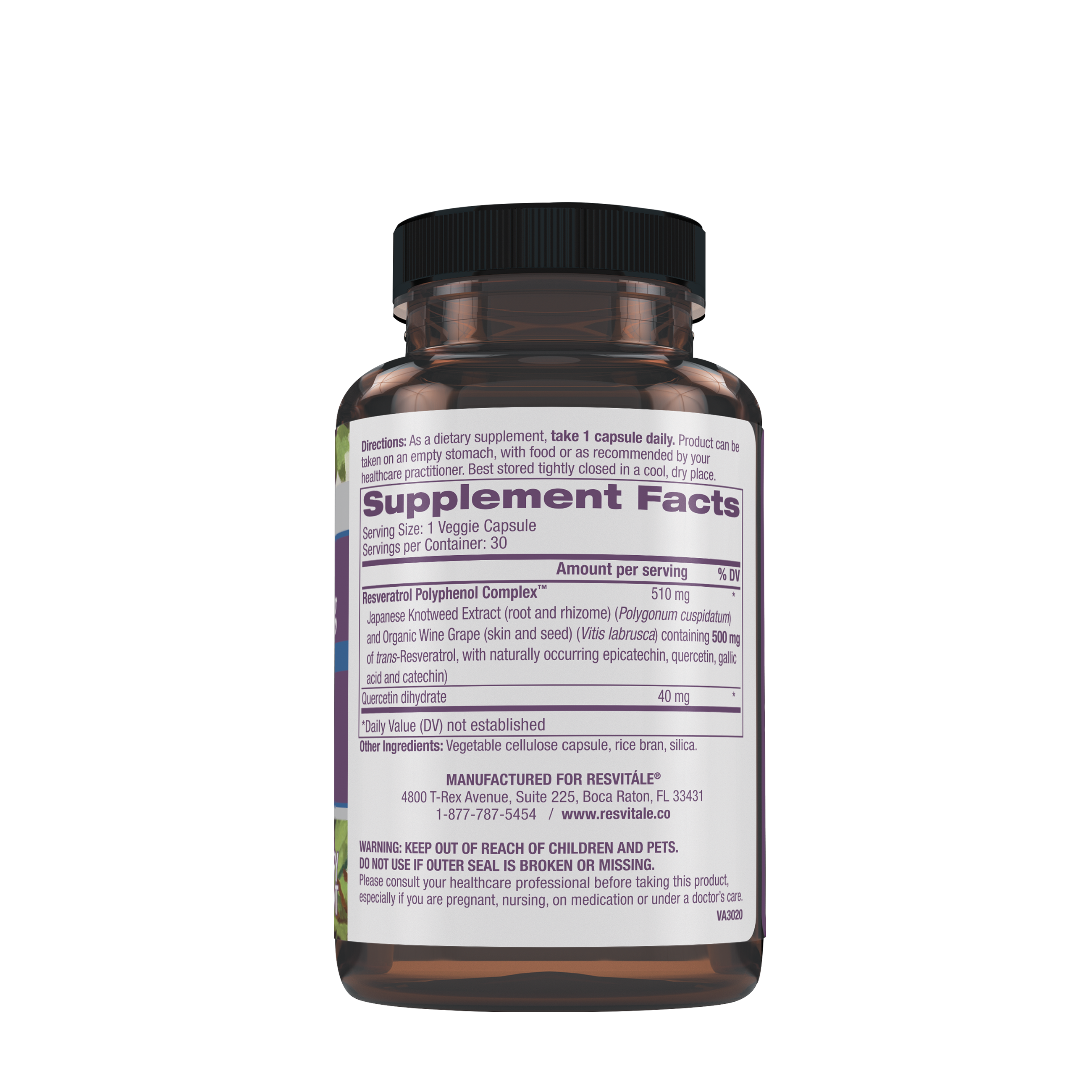 Resveratrol 500mg - 30 Veggie Capsules (30 Servings)