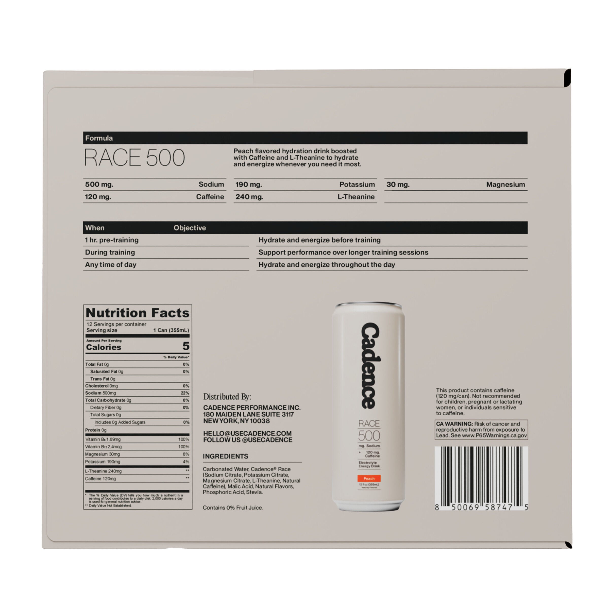 Race Electrolyte Energy Drink - Peach - 12 fl oz (12 Cans)  | GNC