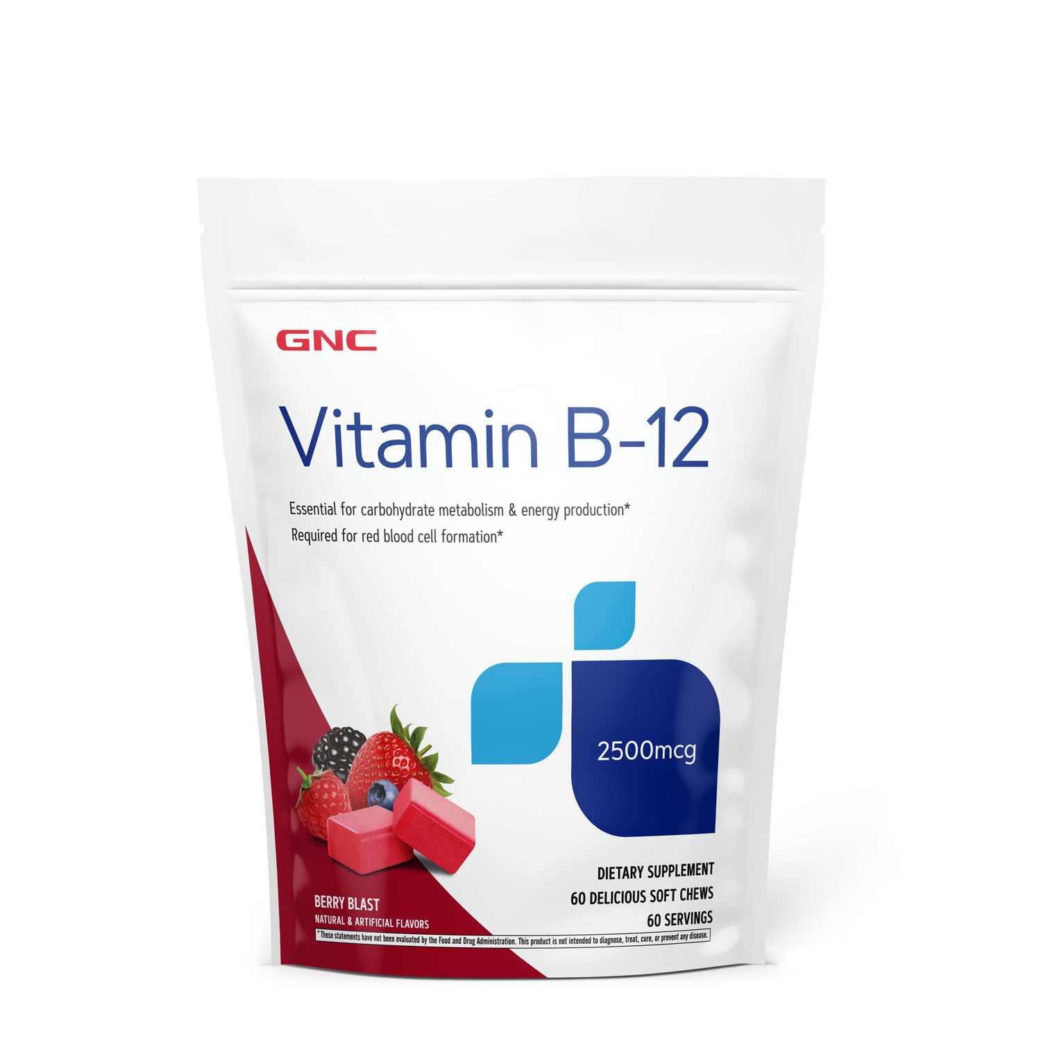 Vitamin B-12 2500mcg - Berry Blast - 60 Soft Chews (60 Servings)