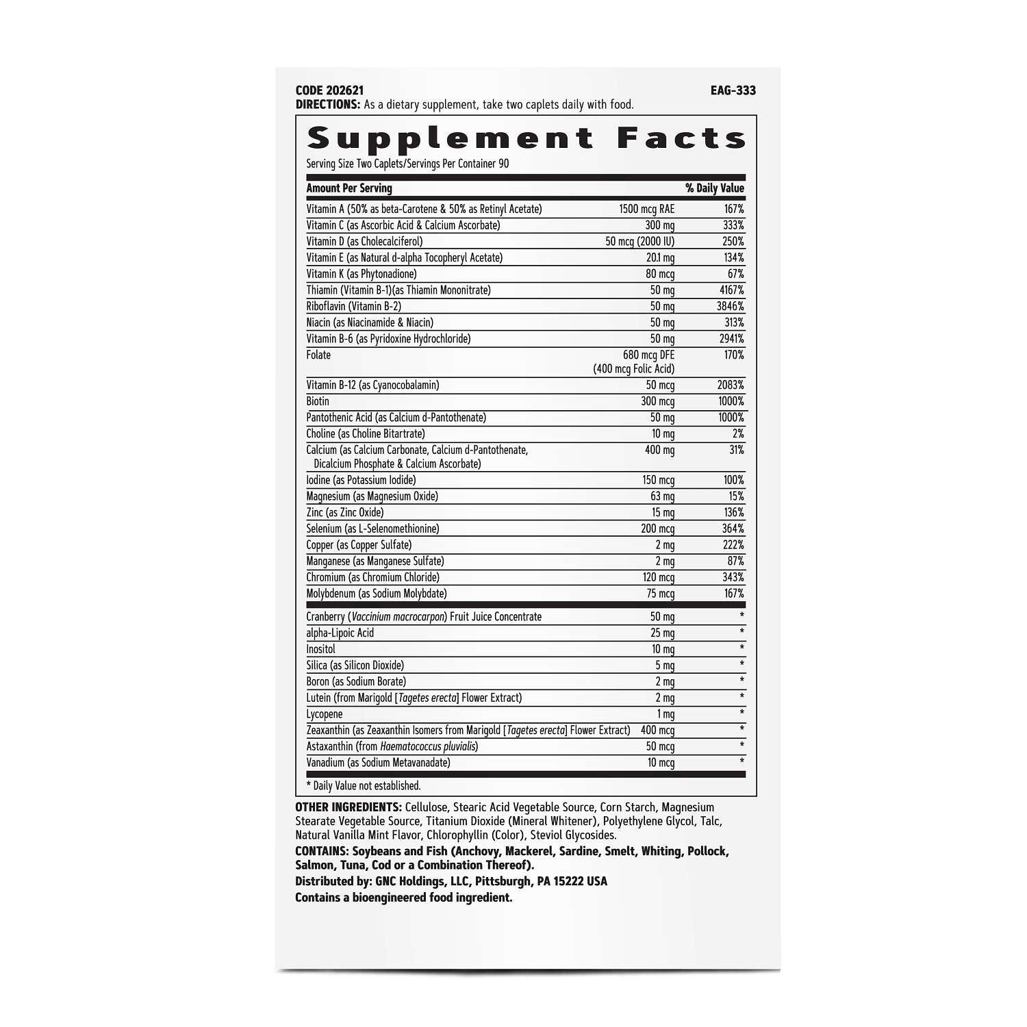 Multivitamin Ultra Mega Without Iron - 180 Caplets (90 Servings)  | GNC