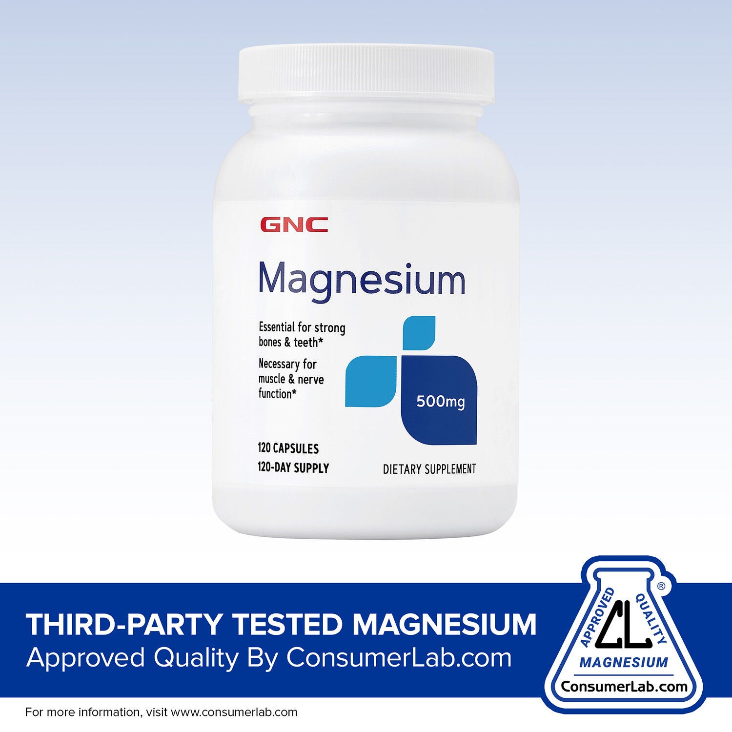 Magnesium Capsules 500mg - 120 Capsules (120 Servings)  | GNC