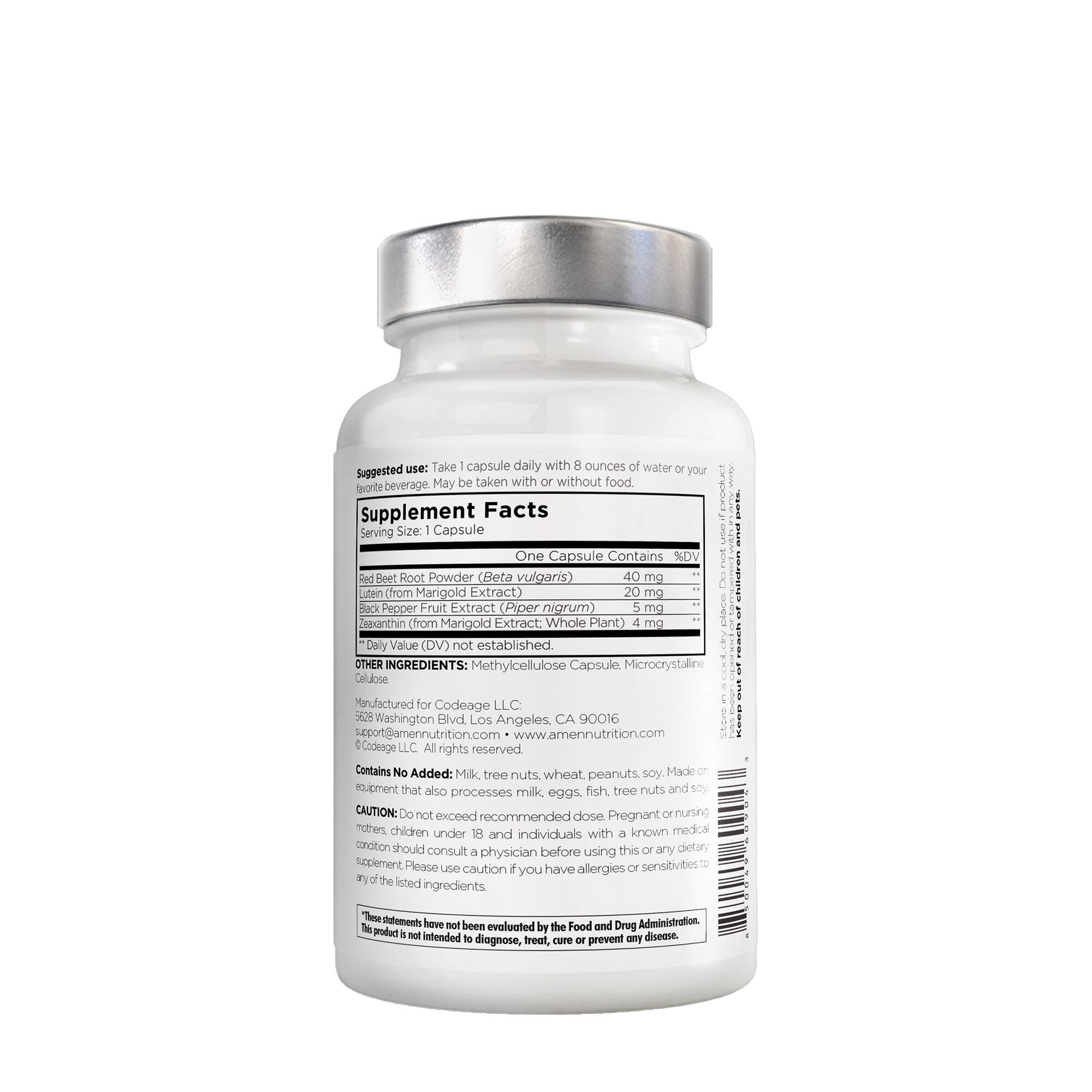 AMEN Eyes Lutein Zeaxanthin and Black Pepper - 90 Capsules (90 Servings)  | GNC